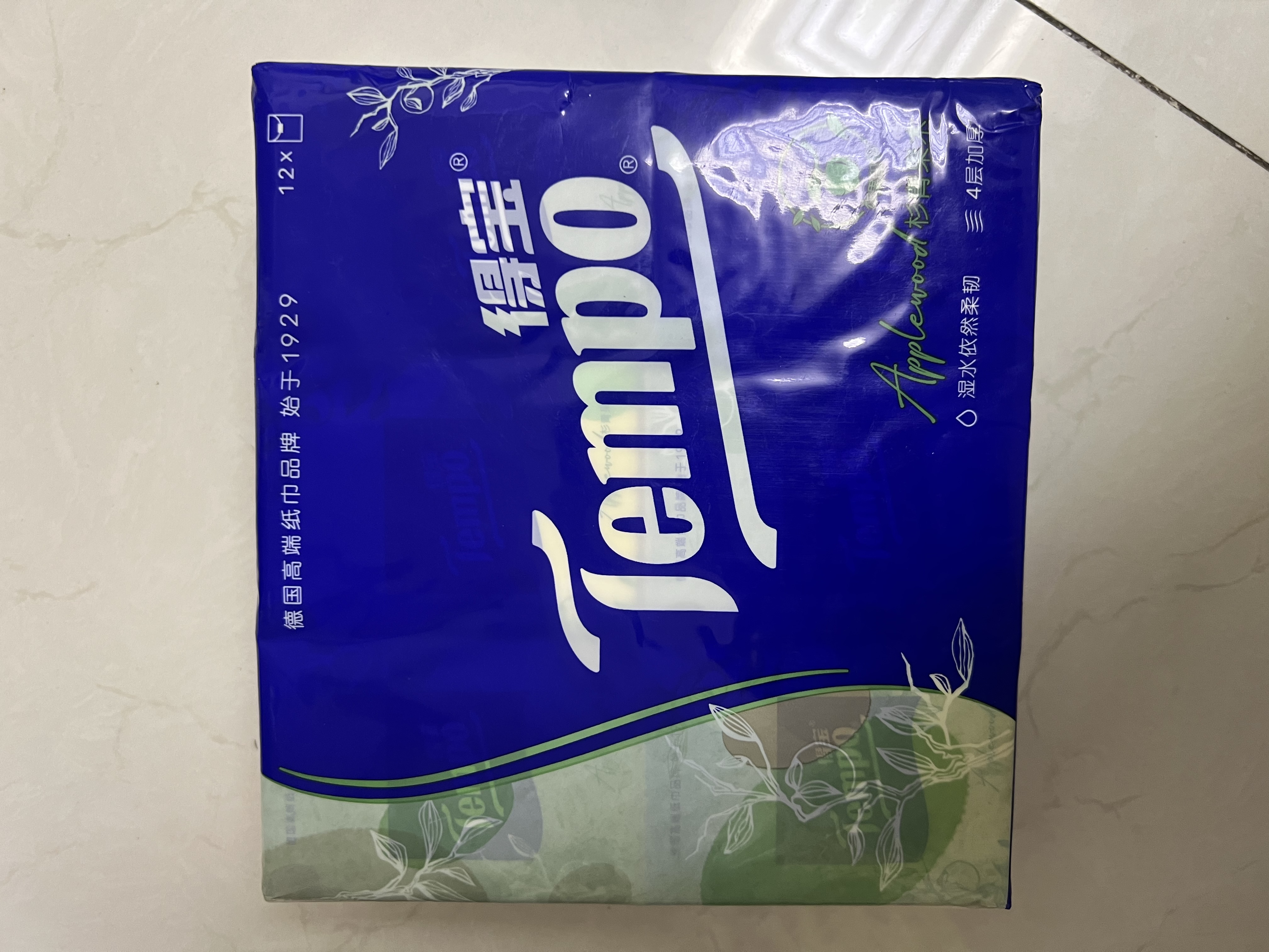 得宝（TEMPO）一博同款 手帕纸 苹果木味4层7张*12包 湿水不破 纸巾小包 面巾纸 实拍图