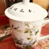景德镇骨瓷杯办公会议骨瓷带盖手柄茶杯青花c水杯logo定制礼品 喜上眉梢(带盖) 500ml 实拍图