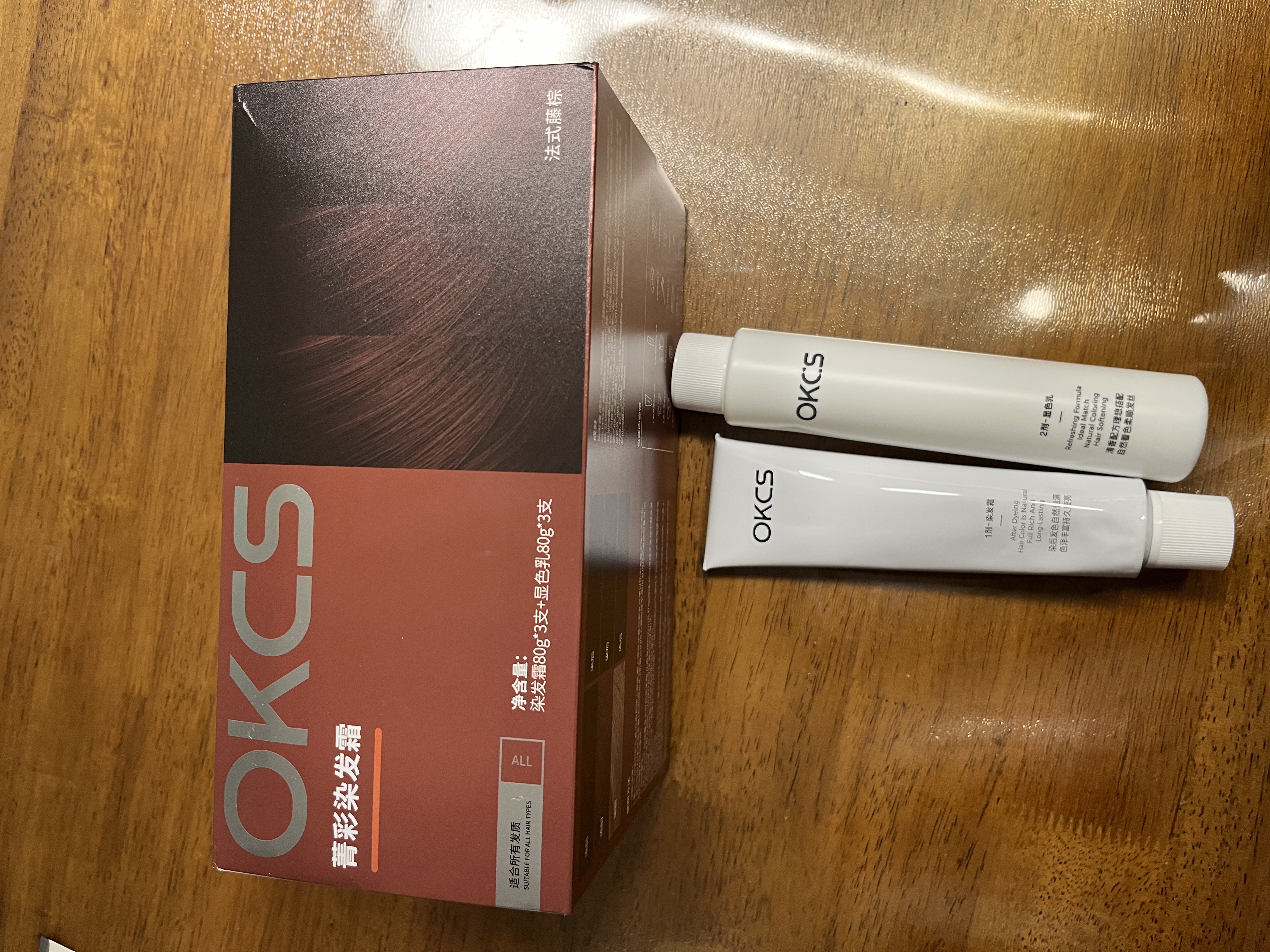 OKCS盖白染发膏栗棕色染发剂自己在家染发植物纯遮白发法式藤棕长发装 实拍图
