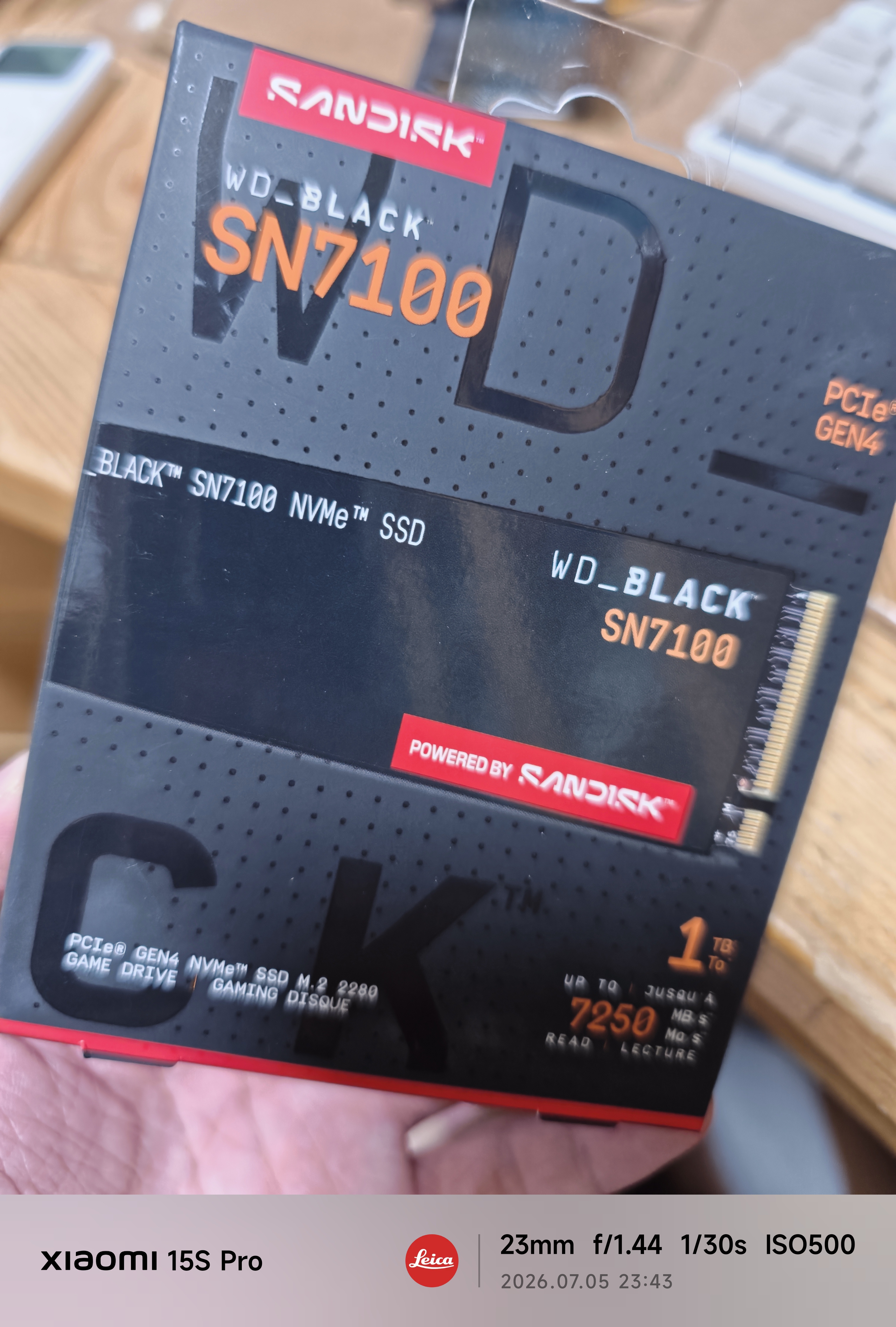 闪迪（SanDisk）ssd固态硬盘 NVMe M.2接口 AI台式机存储 笔记本升级硬盘 原厂颗粒不虚标不掉速 SN7100 | PCle4x4 7250MB/s 大容量 【1TB】 实拍图