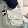 畅印日系ins简约百搭邮差包休闲斜挎包包女学生上课通勤包潮男单肩包 米白加熊猫别针 实拍图