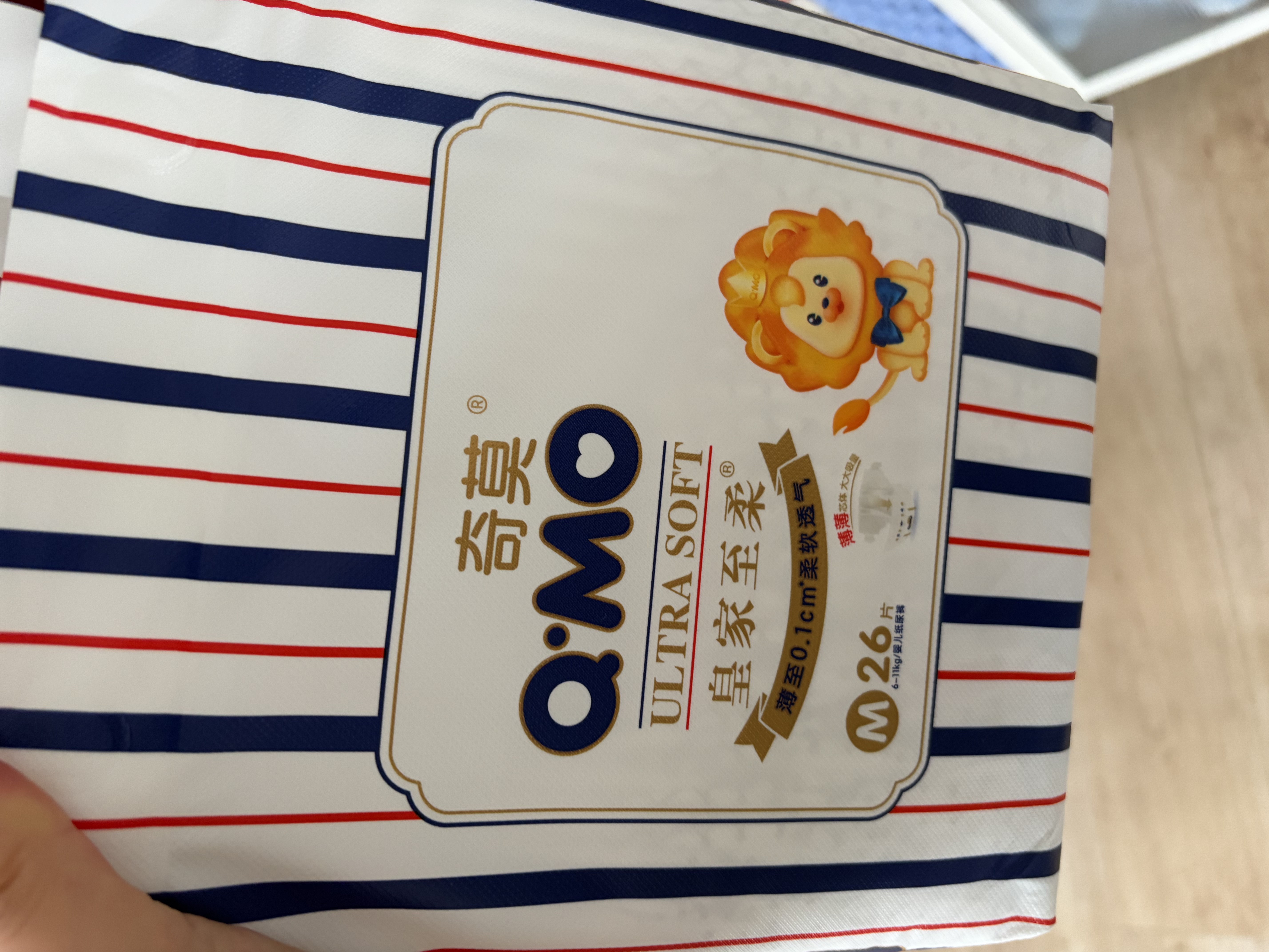 奇莫Q-MO皇家至柔纸尿裤M26片(6-11kg)尿不湿中号超薄透气超能吸 实拍图