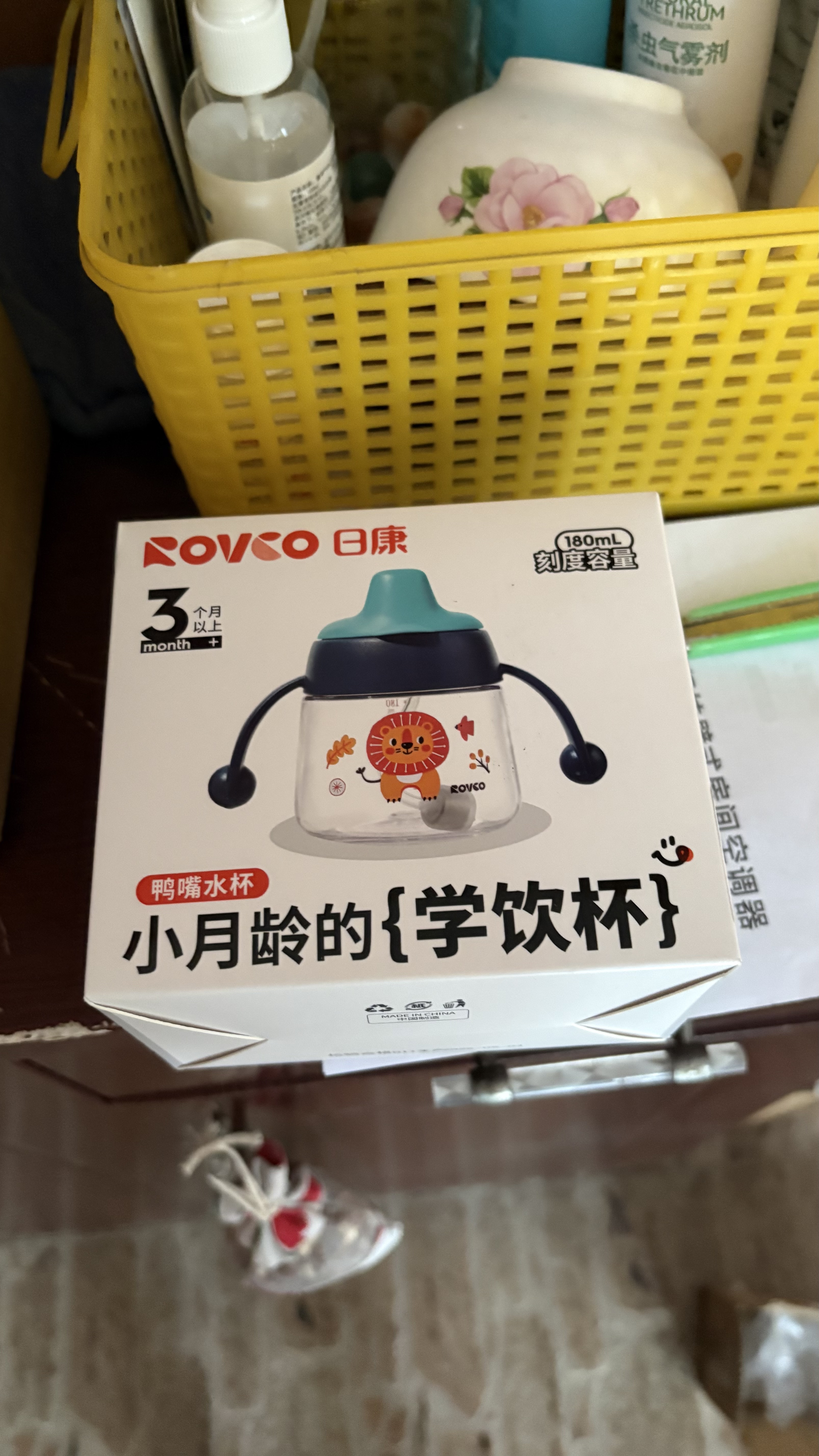 日康（rikang）学饮杯6个月+宝宝鸭嘴杯儿童水杯防漏防摔180ML 青绿B1042 实拍图