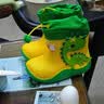 361°儿童雨鞋防水防滑立体男童女童四季雨靴束口卡通鞋 黄绿色 23  实拍图