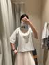 MUJI 女式 凉感罩衫T恤上衣打底衫女款内搭女装短袖 26年夏季BC2Q6C6S 象牙色格纹 M （160/84A） 实拍图