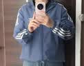 adidas经典三条纹运动连帽夹克外套男女春季阿迪达斯三叶草   深蓝   L 实拍图