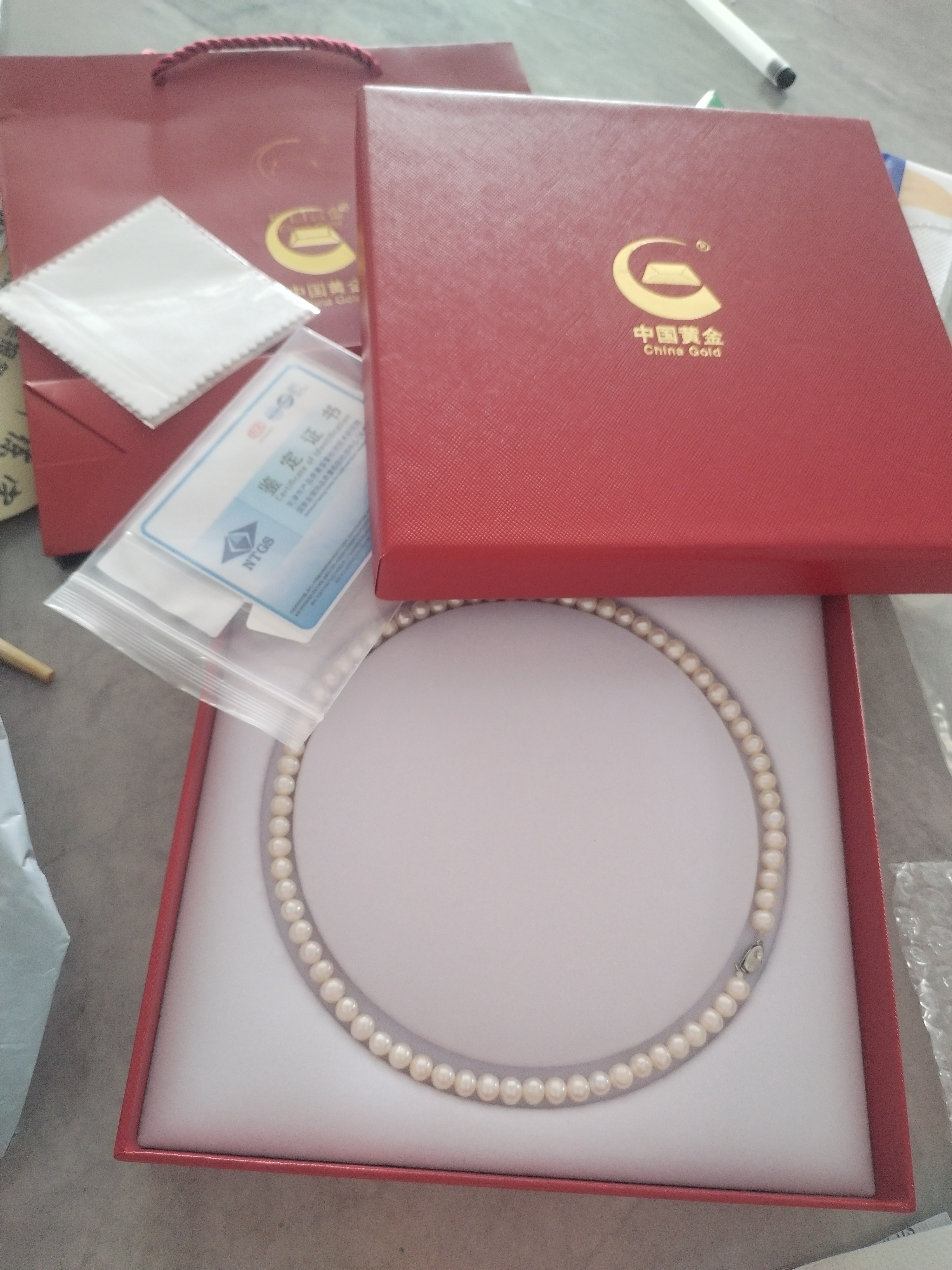 中国黄金（CHINA GOLD）天然淡水珍珠项链妈妈款母亲节礼物送妈妈生日婆婆长辈实用 珍爱珍珠项链6-7mm【品牌礼盒】 实拍图