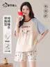 都市丽人带胸垫睡衣女夏季纯棉短袖2026年新款可爱腊肠狗外穿家居服套装 实拍图