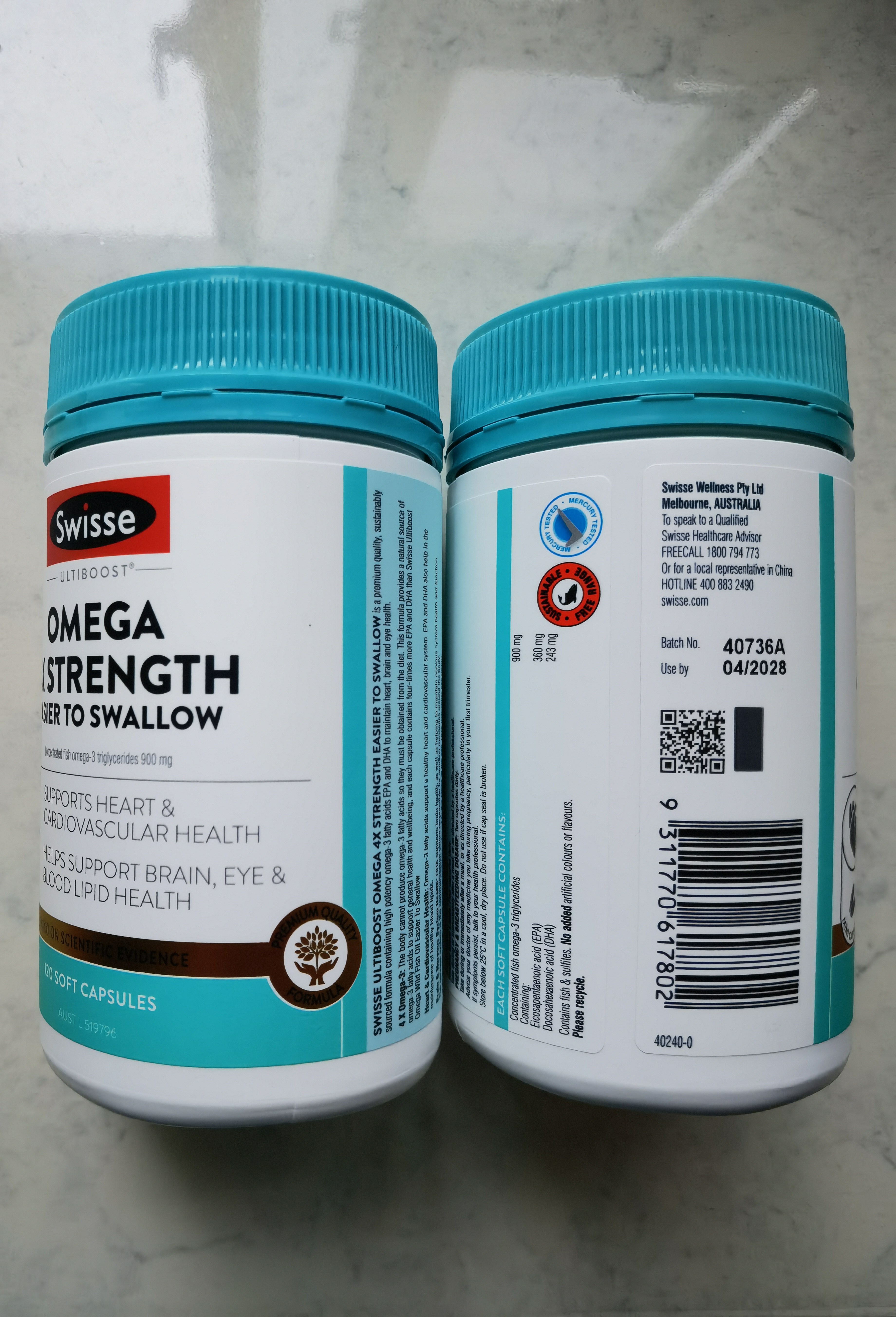 Swisse斯维诗4倍高浓度深海鱼油迷你胶囊omega3 DHA+EPA rTG型120粒*2瓶 实拍图