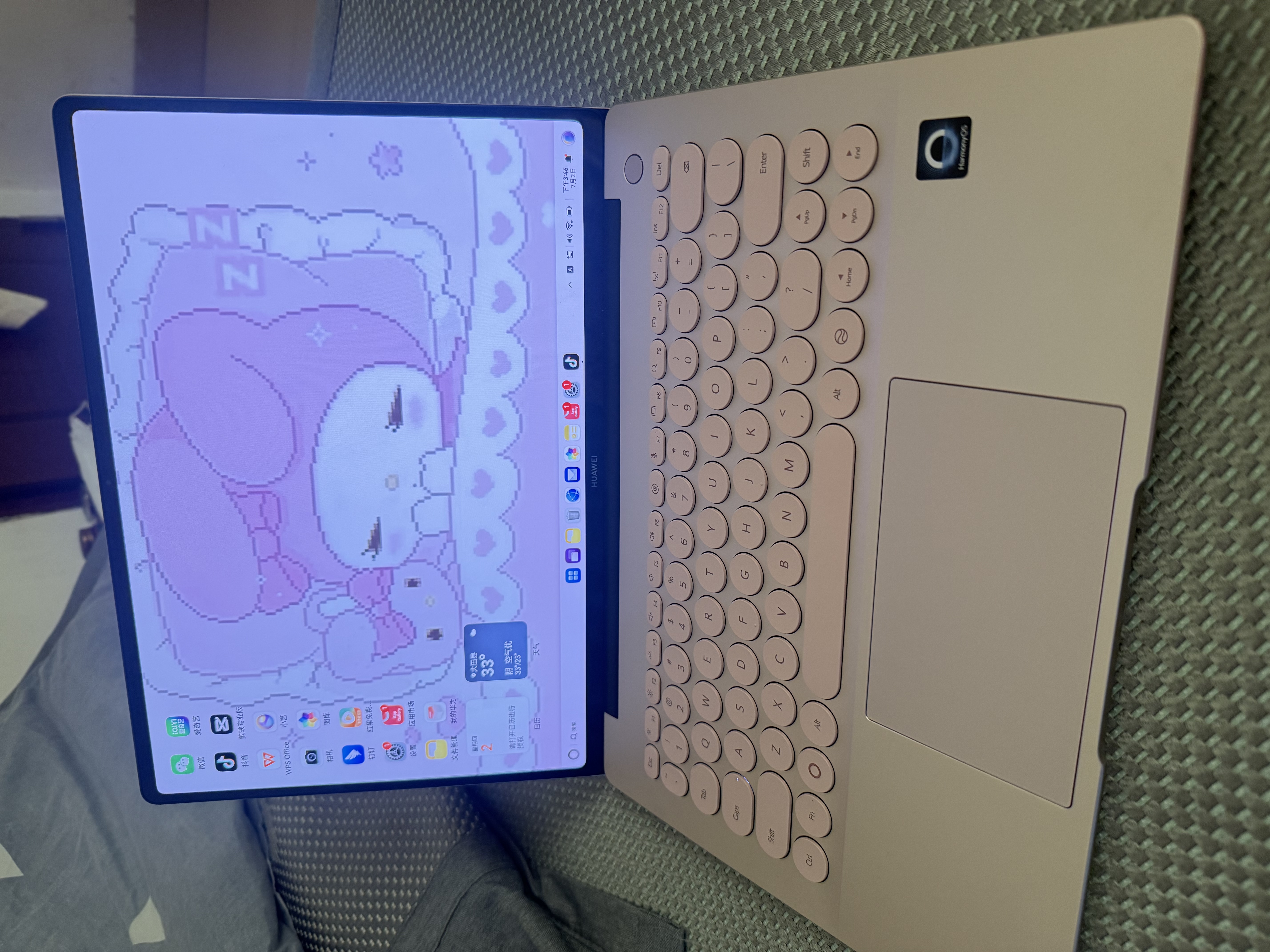 华为（HUAWEI）MateBook 14 笔记本电脑 2.8K OLED触控屏 可选鸿蒙版鸿蒙AI系统 超长续航学生电脑商务办公轻薄本 樱粉金丨24G 512G 圆形键盘 实拍图