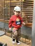 嘟嘟家【美式复古】宝宝卫衣秋季儿童上衣洋气秋款男童时髦童装女童衣服 红色 100 实拍图