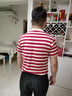 帝欧莱夫翻领短袖男士夏季休闲半袖夏天衣服男生潮牌半袖POLO男装t恤夏装 蓝条 XL 实拍图