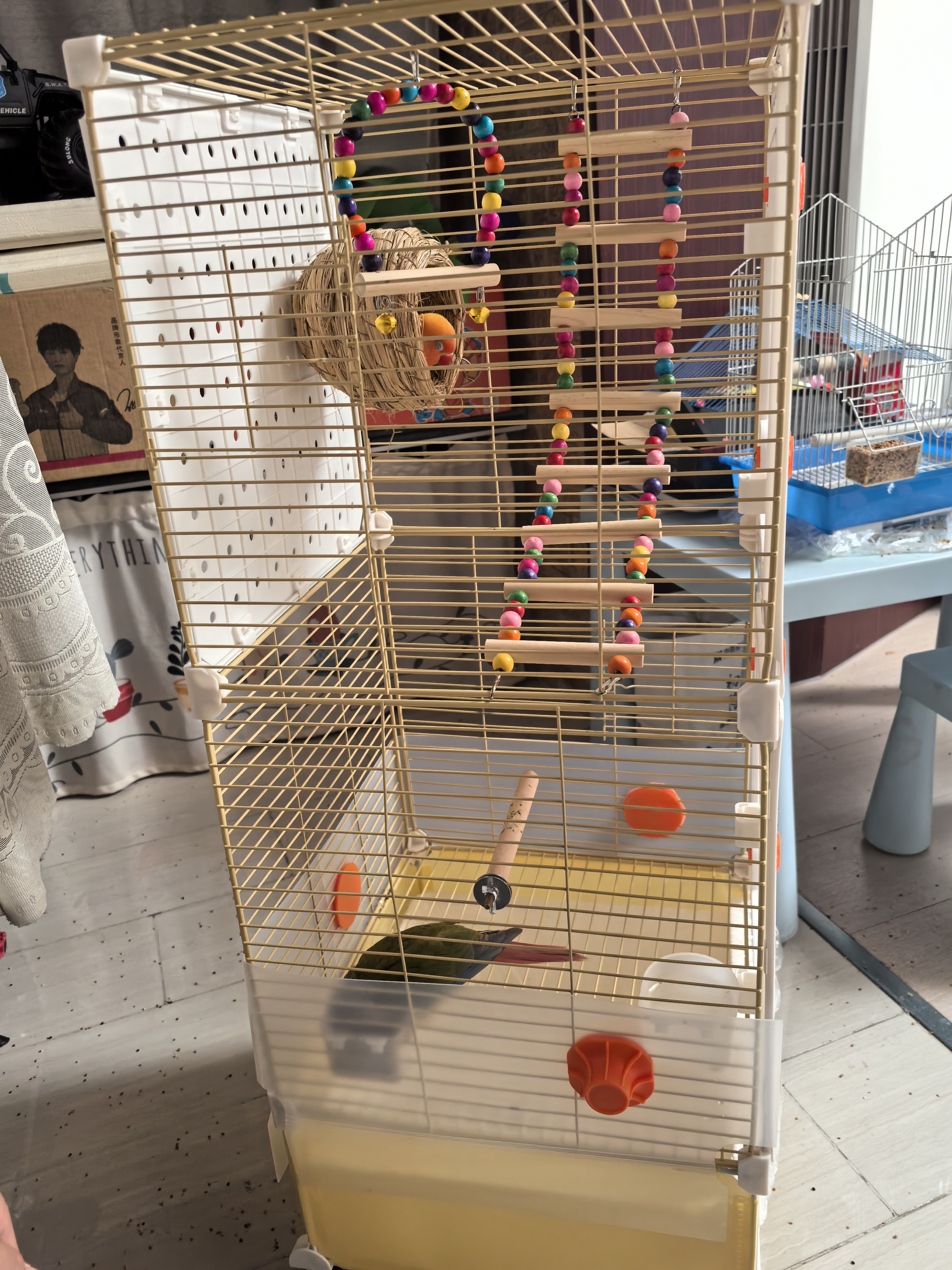 宠趣汇鸟笼易清理鹦鹉可用鸟笼八哥大号透明豪华鸟笼别墅家用造景 中号36*36*95-两层两室-赠清洁袋 玩乐10件套：基础+秋千+云梯+鸟窝 实拍图