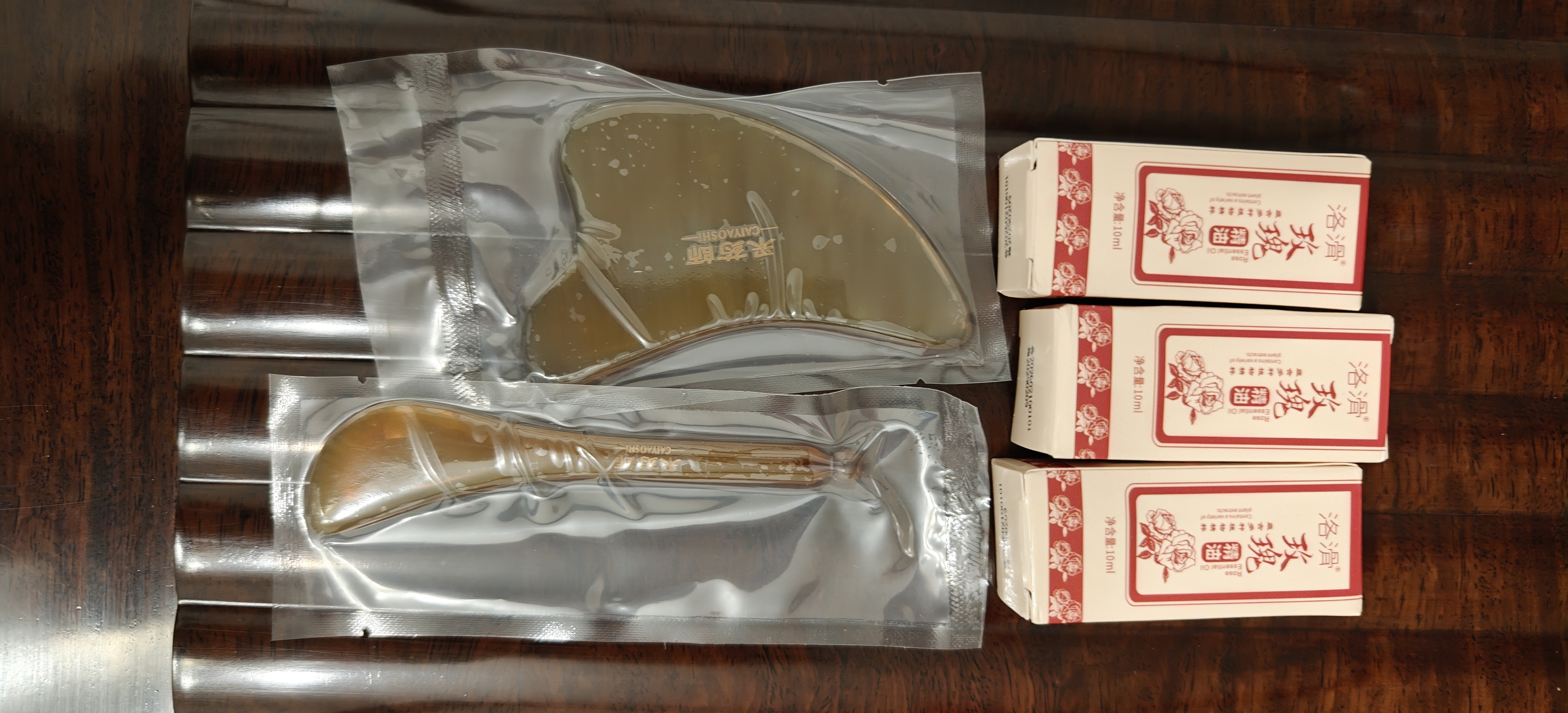 采药师牛角刮痧板+拨筋棒面部2件套脸眼部提拉美容全身通用颈部精油按摩 实拍图