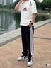 adidas情侣款休闲运动裤男女春季阿迪达斯官方轻运动 黑色/白色   2XL 实拍图