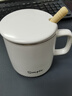 传旗 陶瓷马克杯 带勺盖咖啡牛奶早餐杯办公水杯男女茶杯 描金白400ml 实拍图