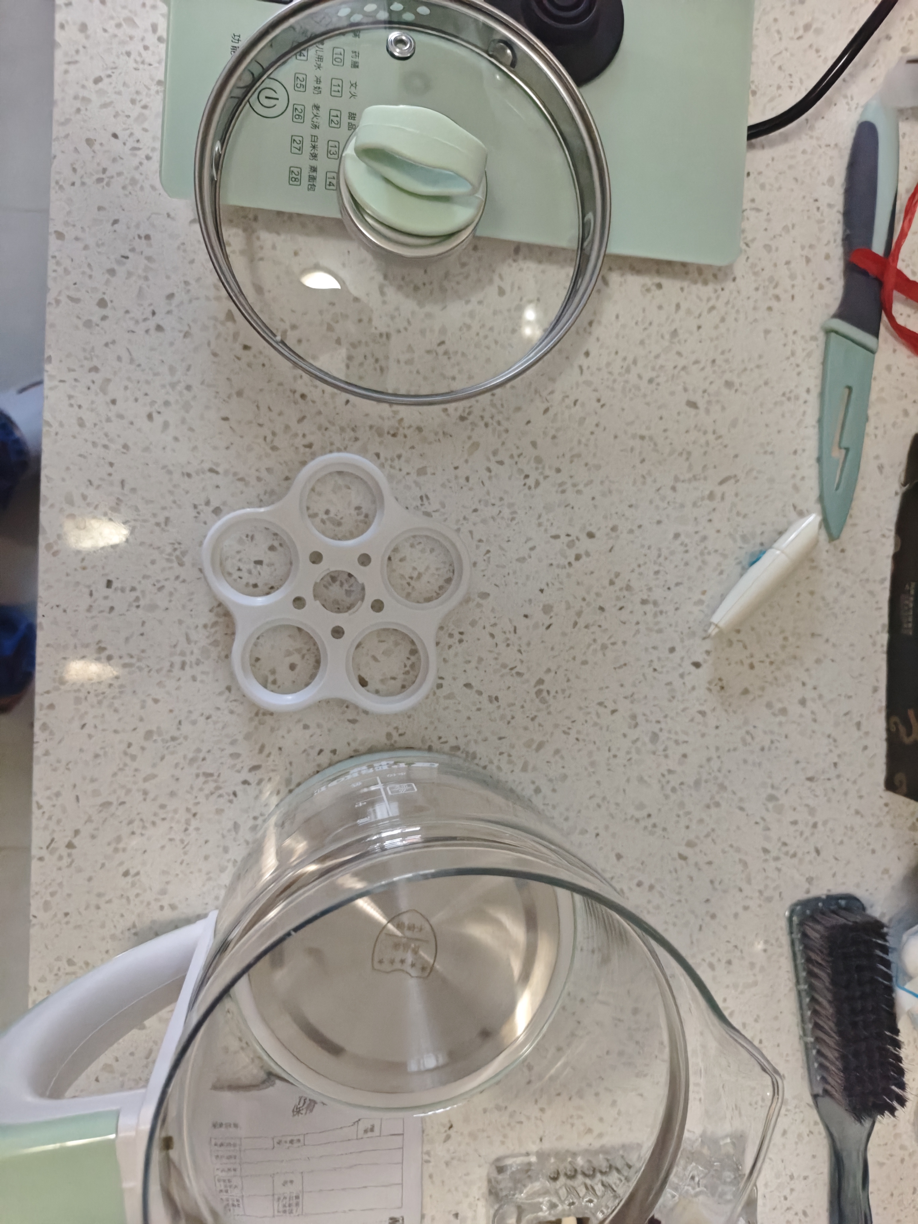 半球（PESKOE）养生壶烧水壶热水壶恒温壶煮茶壶泡茶壶一体玻璃全自动小家用多功能办公室大容量1.8L绿色 青苹果绿 1.8L 半球养生壶+蛋架+滤网 实拍图