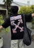 OFF-WHITE明星同款东岸落樱宽松短袖t恤圆领夏季2026新款上衣情侣 黑色 2XL 实拍图