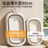 iuu婴儿洗澡盆 可折叠宝宝浴盆大号 洗澡神器躺托浴架新生儿童用品 【北欧灰-无线感温】+可调节感温浴架+浴垫 材质：FDA食品级材质检测认证 实拍图
