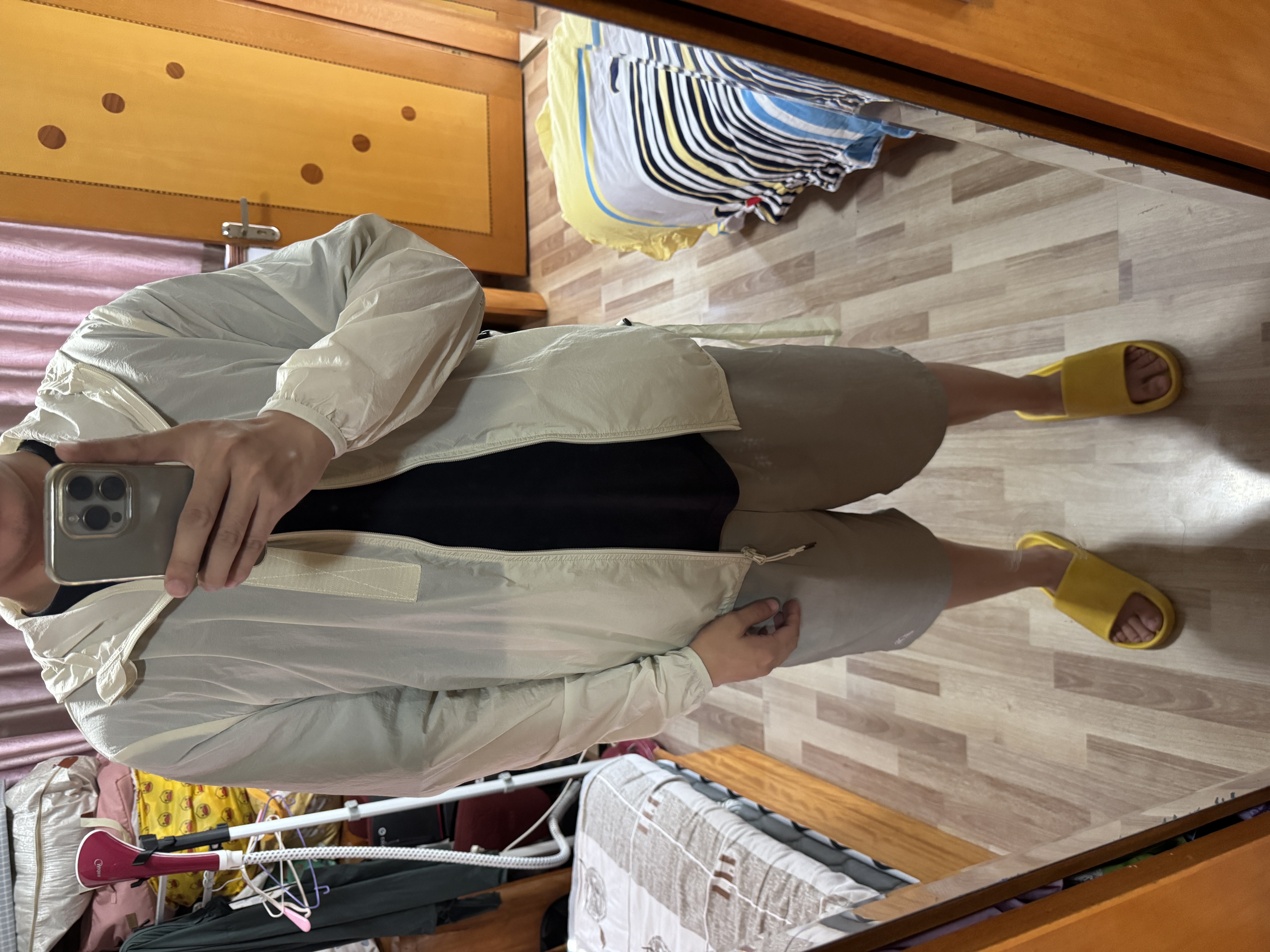 马登工装轻薄透气UPF50+防晒衣户外便携皮肤衣钓鱼防晒服男夏薄款夹克 米白色 （宽松版型，建议拍小一码） M 实拍图