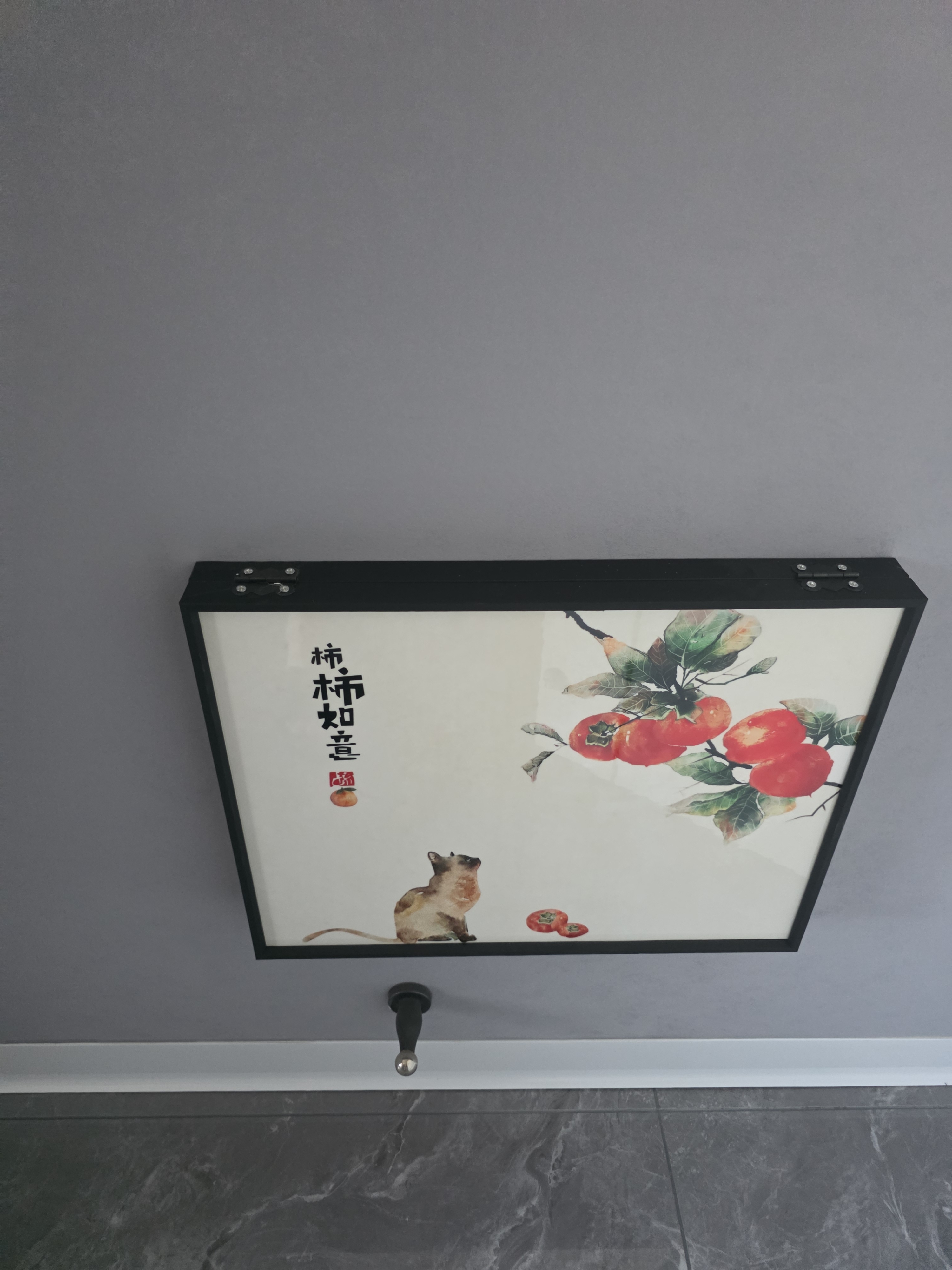 柳莺花燕免打孔电表箱装饰画现代简约客厅餐厅挂画电闸箱配电箱遮挡壁画 事事如意 45X35遮挡35X25表箱 上掀款 实拍图