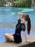斯凯奇泳衣女连体裙式保守显瘦大码高级感成人女士遮肚子温泉泳装女 L 实拍图