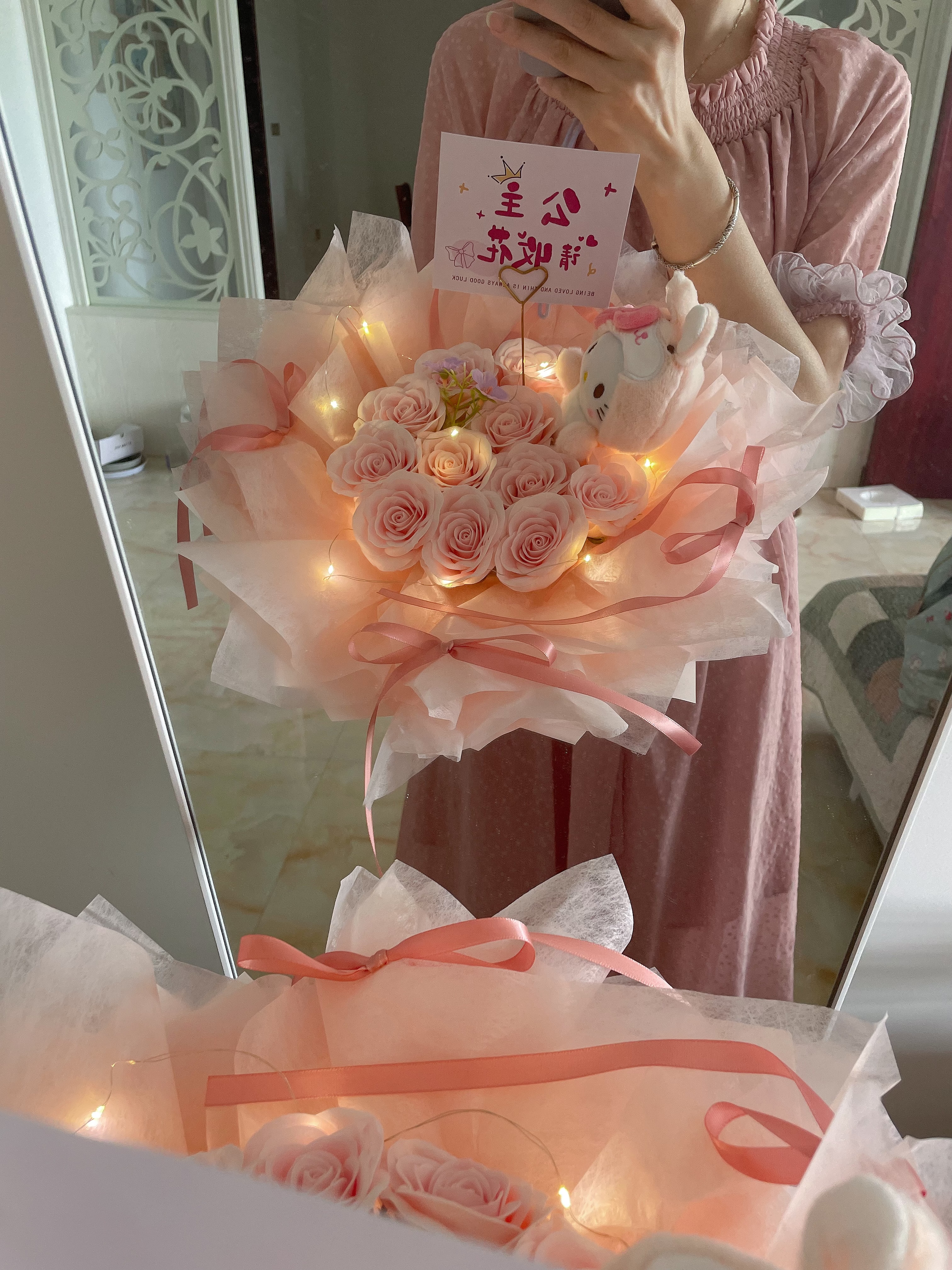 京东鲜花凯蒂猫玩偶花束高级感永生玫瑰花毕业生日礼物女士送女友闺蜜儿童 实拍图