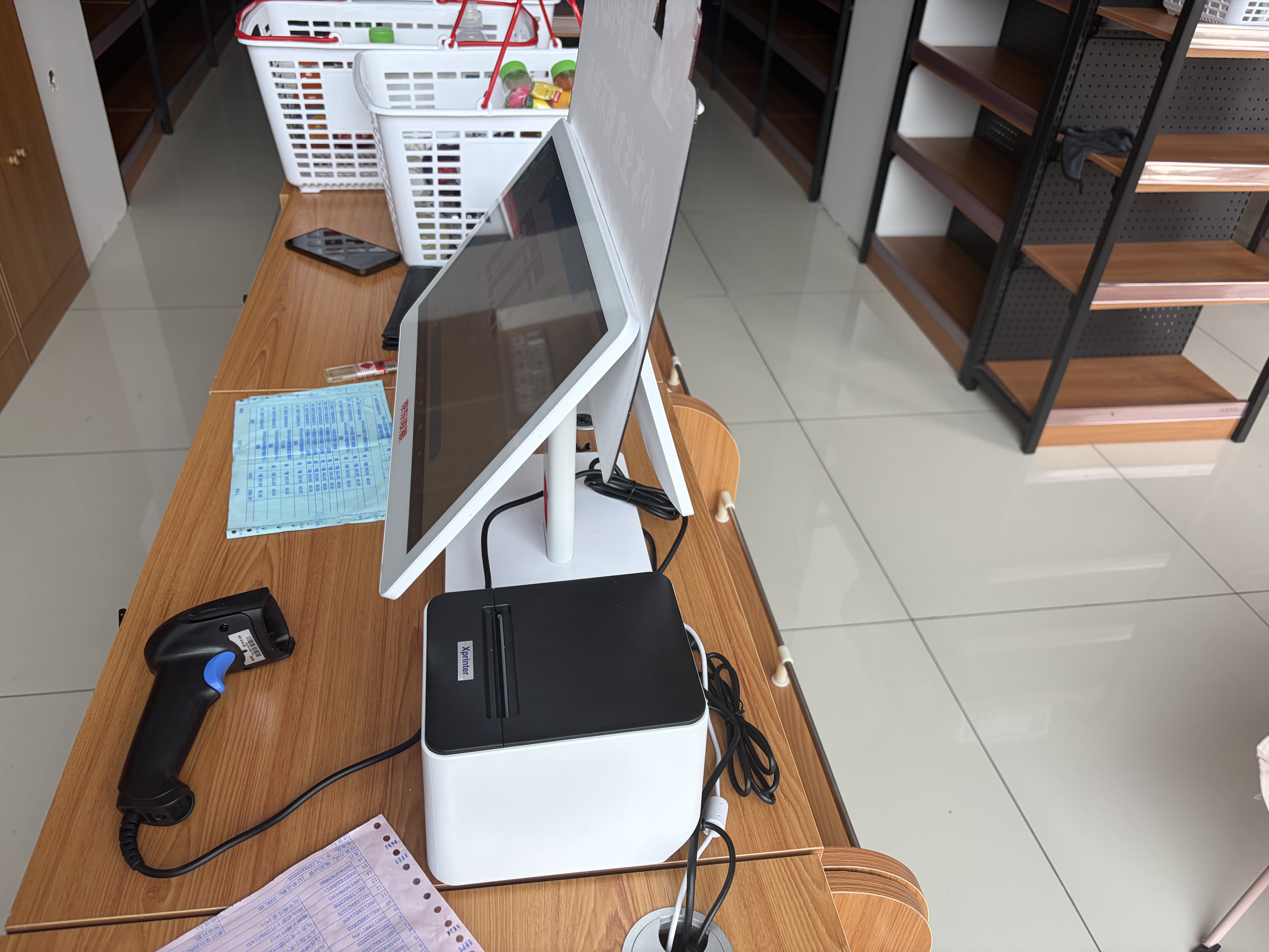 京东收银 K6收银机超市收款机零售收银一体机便利店收银系统管理一体机触摸屏单屏京东收银收银机 新款K6双屏收银机+扫码枪+小票机+标签机 官方标配 实拍图