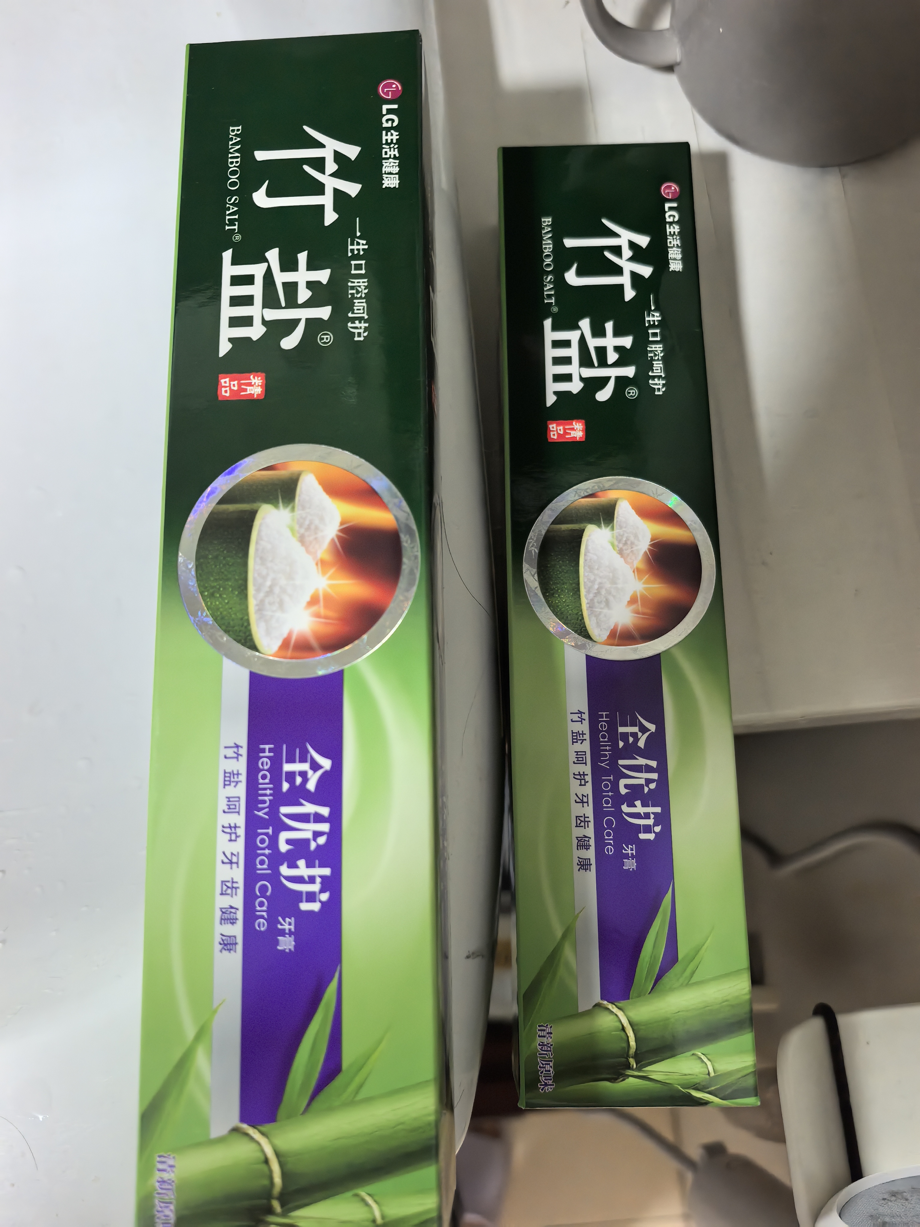 竹盐LG牙膏成人全优护护龈防蛀减轻牙渍清洁口腔清新口气薄荷220g*3 实拍图