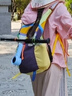尤克达蒂（yookdd）登山包旅行包大容量男女多巴胺户外健身徒步背包双肩包女旅游轻便 轻便登山书包【黄配紫】 【不带挂件】 实拍图