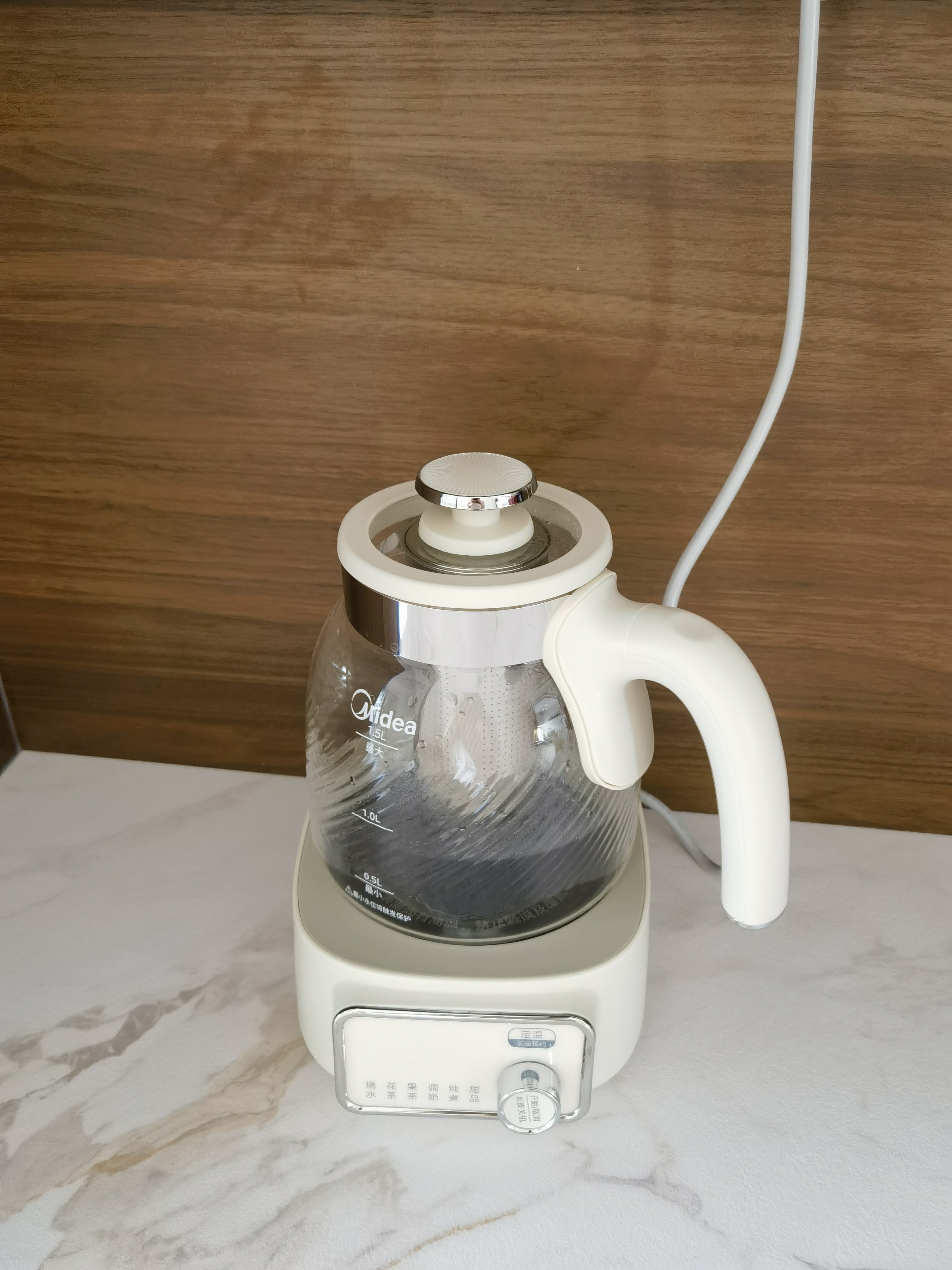 美的（Midea）花漾0胶水全玻璃养生壶多功能煮茶壶母婴烧水壶恒温电热水壶全自动1.5L MK-YS15B303J 实拍图