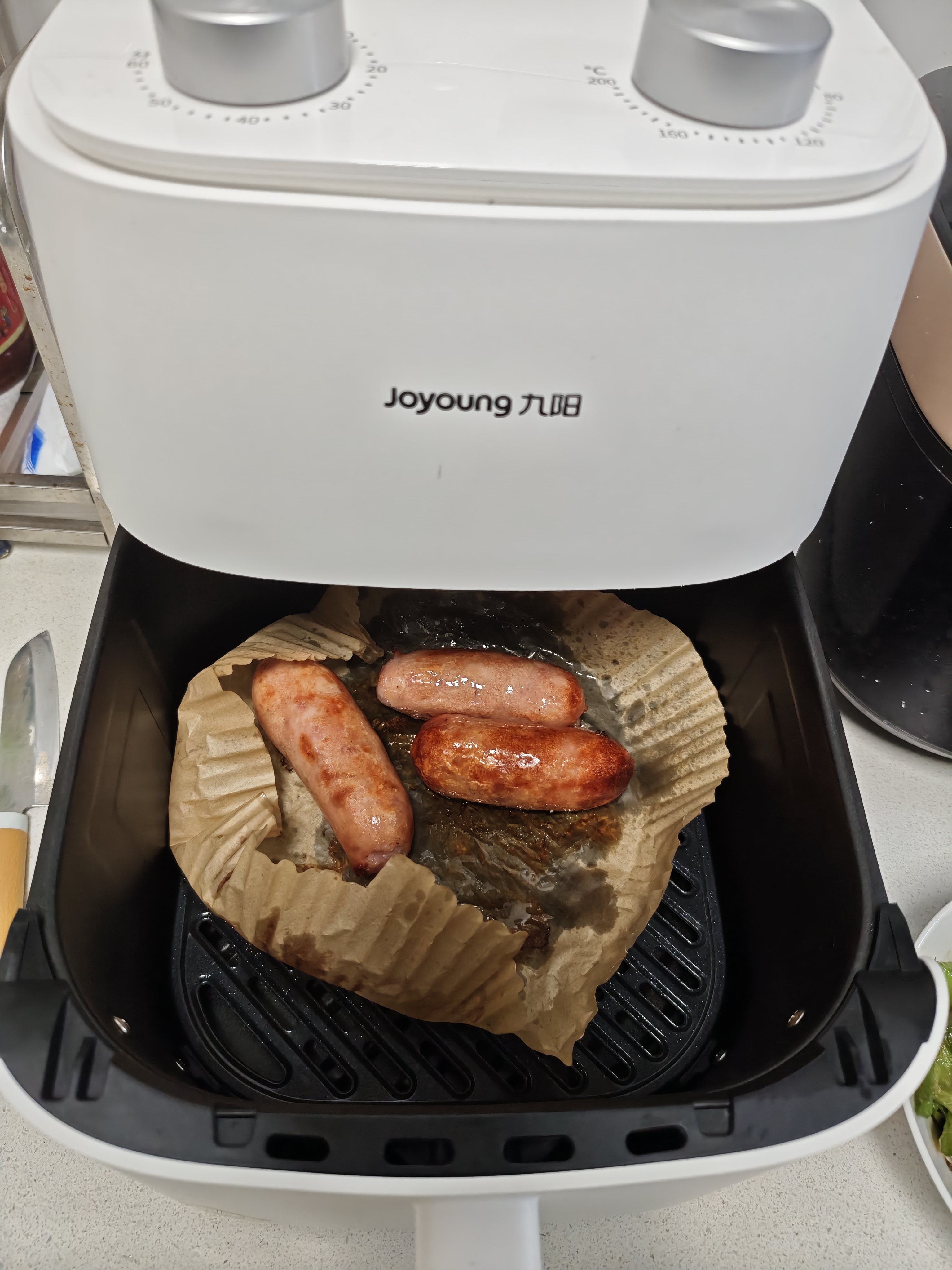 九阳（Joyoung）空气炸锅蒸烤一体 0氟钛瓷免翻面家用空气炸锅 5.5L大容量很美的热风烘炸金属内腔 KL55-V155 实拍图