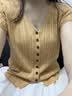 三彩【莱赛尔】2026夏季新款V领短袖镂空肌理针织衫休闲上衣M 实拍图