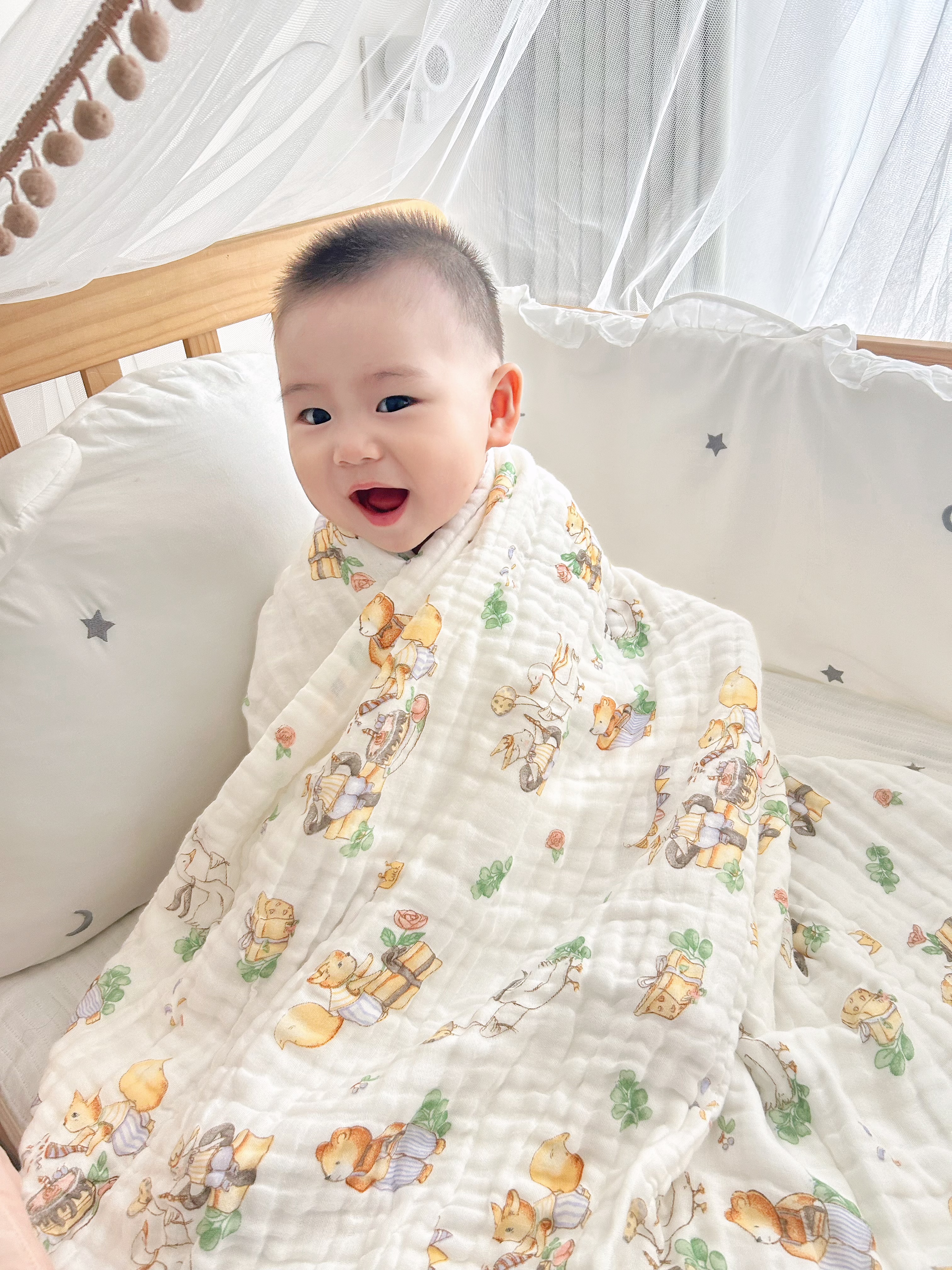 康贝邦（KangBeiBang）纱布浴巾新生婴儿专用A类纯棉6层宝宝儿童全棉超软全棉吸水 实拍图