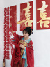 重回汉唐倾世芳华原创唐制齐胸衫裙襦裙广袖衫红色汉服婚服女款 上蓝下红齐胸套装/现货 S 晒单实拍图