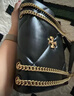 Tory BurchKira 女款羊皮菱格链条包斜挎包女包 黑色中号现货154704-001 实拍图