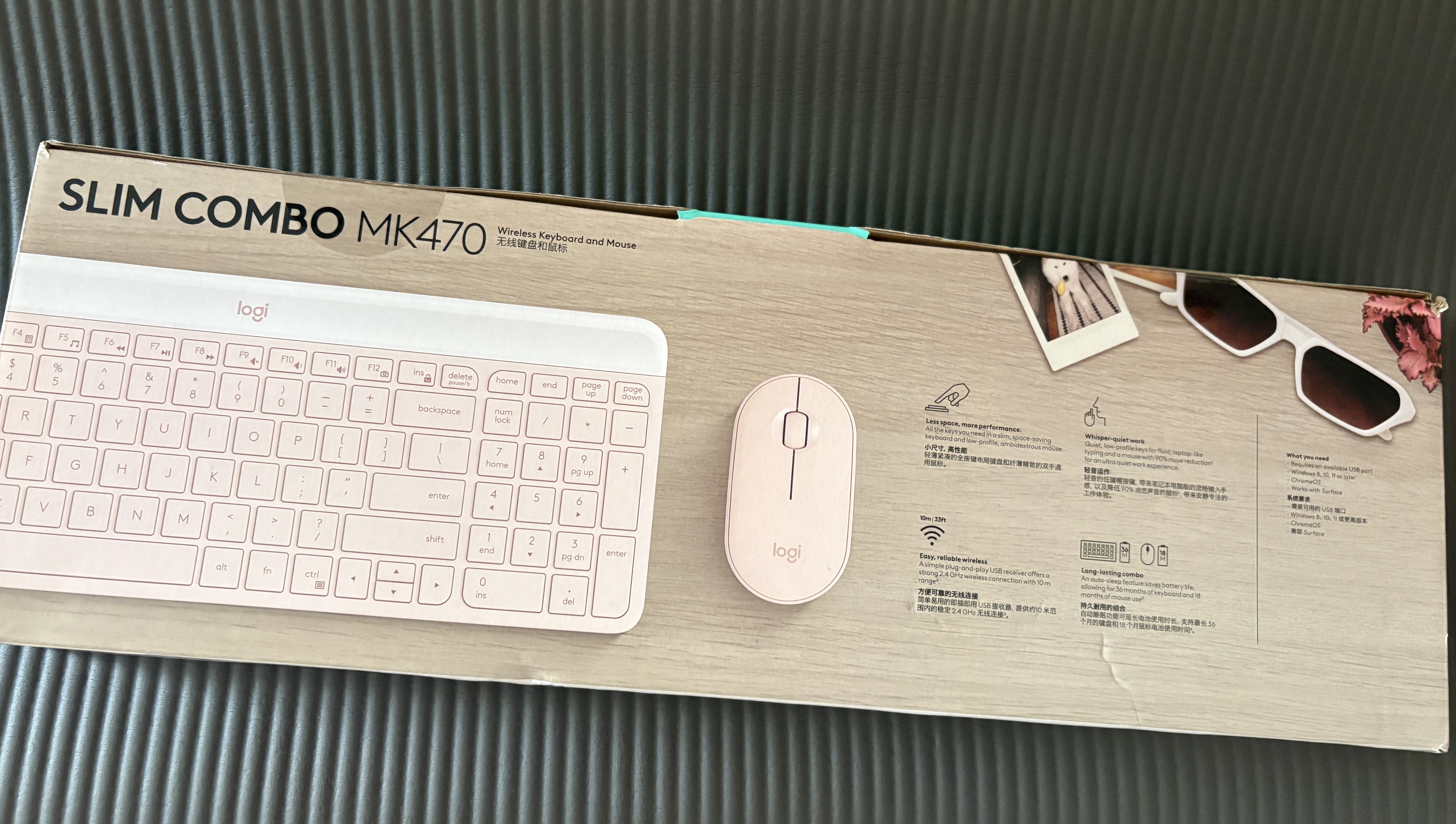 罗技（Logitech）时尚系列 MK470 键鼠套装 无线键鼠套装 超薄 全尺寸 玫瑰粉 带无线2.4G接收器 实拍图