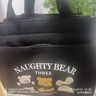 鹏境帆布手提包外出简约小巧饭袋包立体手拎包通勤加厚上班便当宝妈 搞怪小熊小方包【经典黑】 实拍图