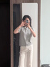 优衣库棉莫代尔混纺POLO领针织衫/短袖女装26春夏新款484607 03 灰色 M 实拍图