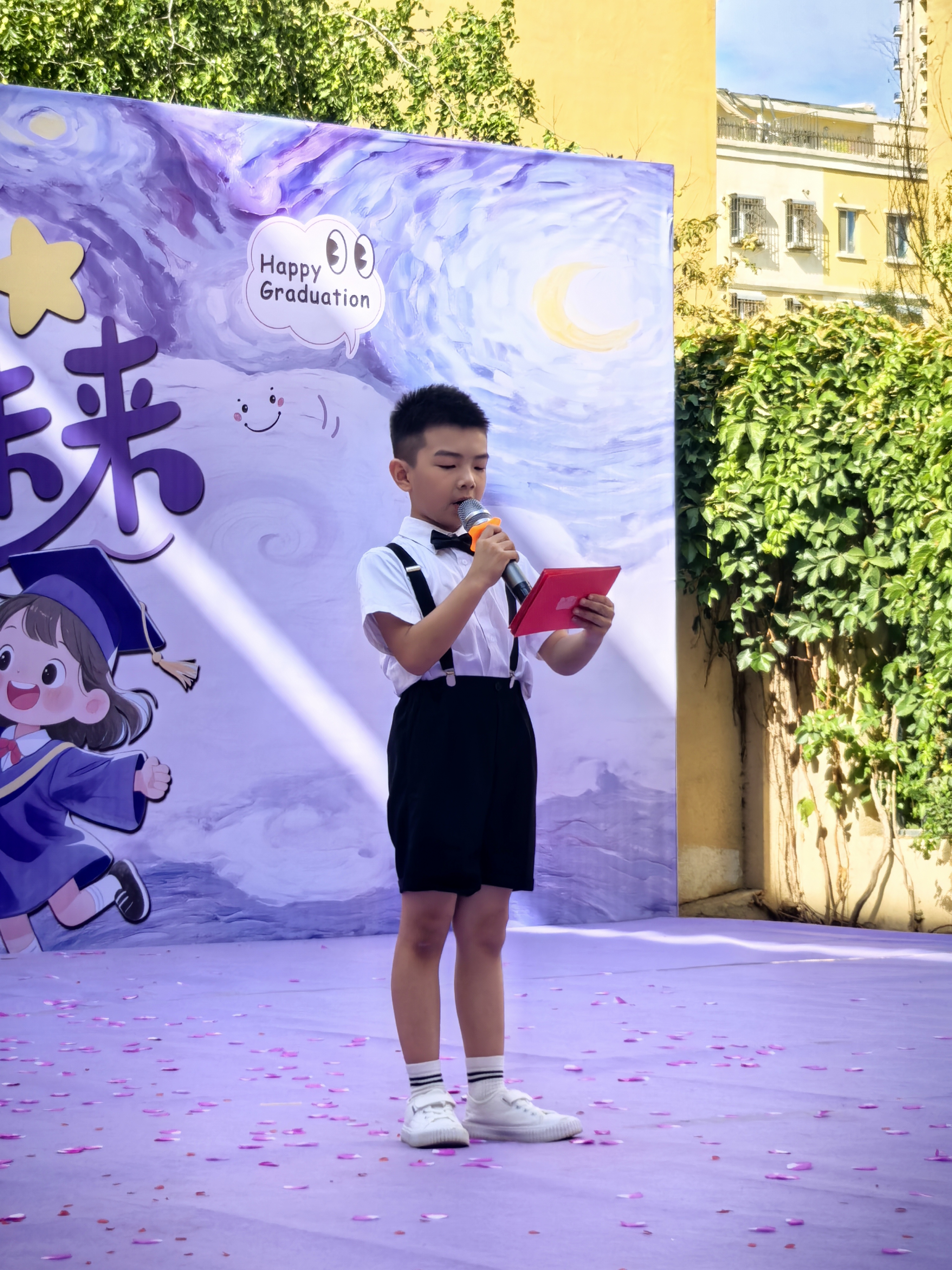 罗蒙男童礼服夏季儿童毕业演出服幼儿园背带裤花童 黑色套装 140 实拍图