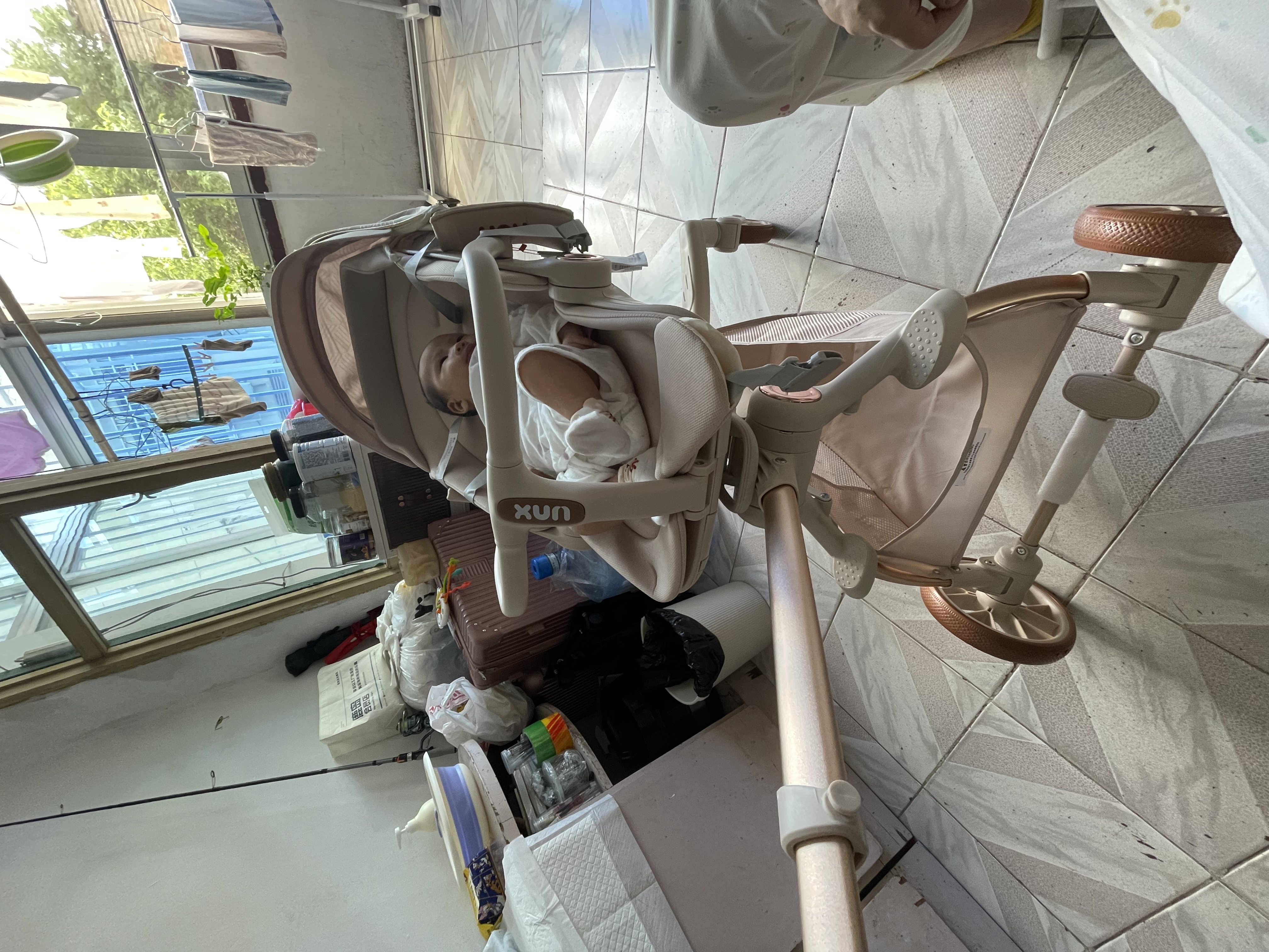 XUM婴儿车婴儿推车0-6岁用折叠可坐可躺带减震遛娃神器双向溜娃车 六重减震|加高防护|全棚 卡其色 实拍图