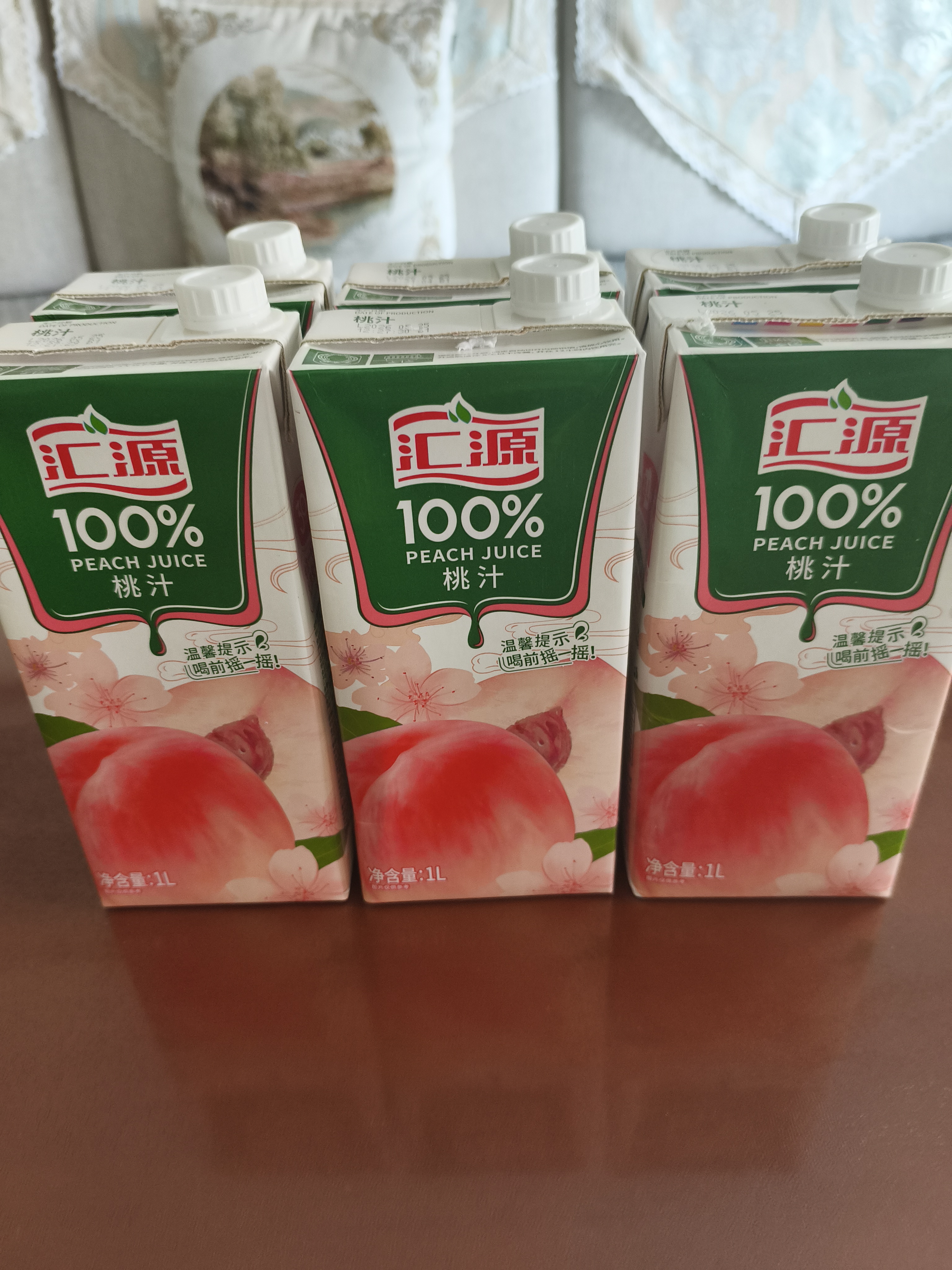 汇源100%桃汁礼盒装纯果汁健康营养饮料 1L*6礼盒节日送礼宴请果蔬汁 实拍图