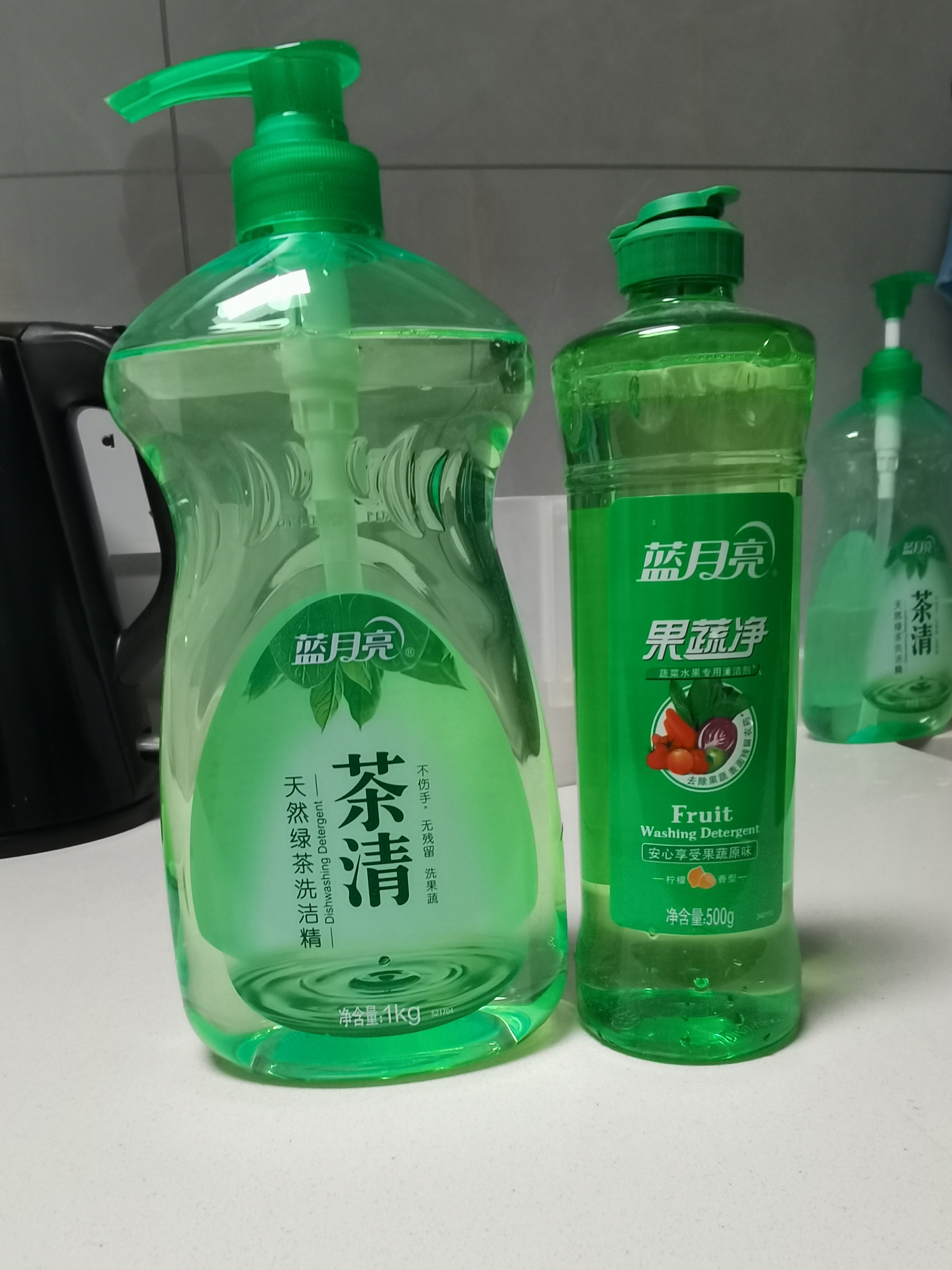 蓝月亮茶清洗洁精1kg+果蔬净500g 果蔬餐具清洗剂 食品专用 高效去油 实拍图