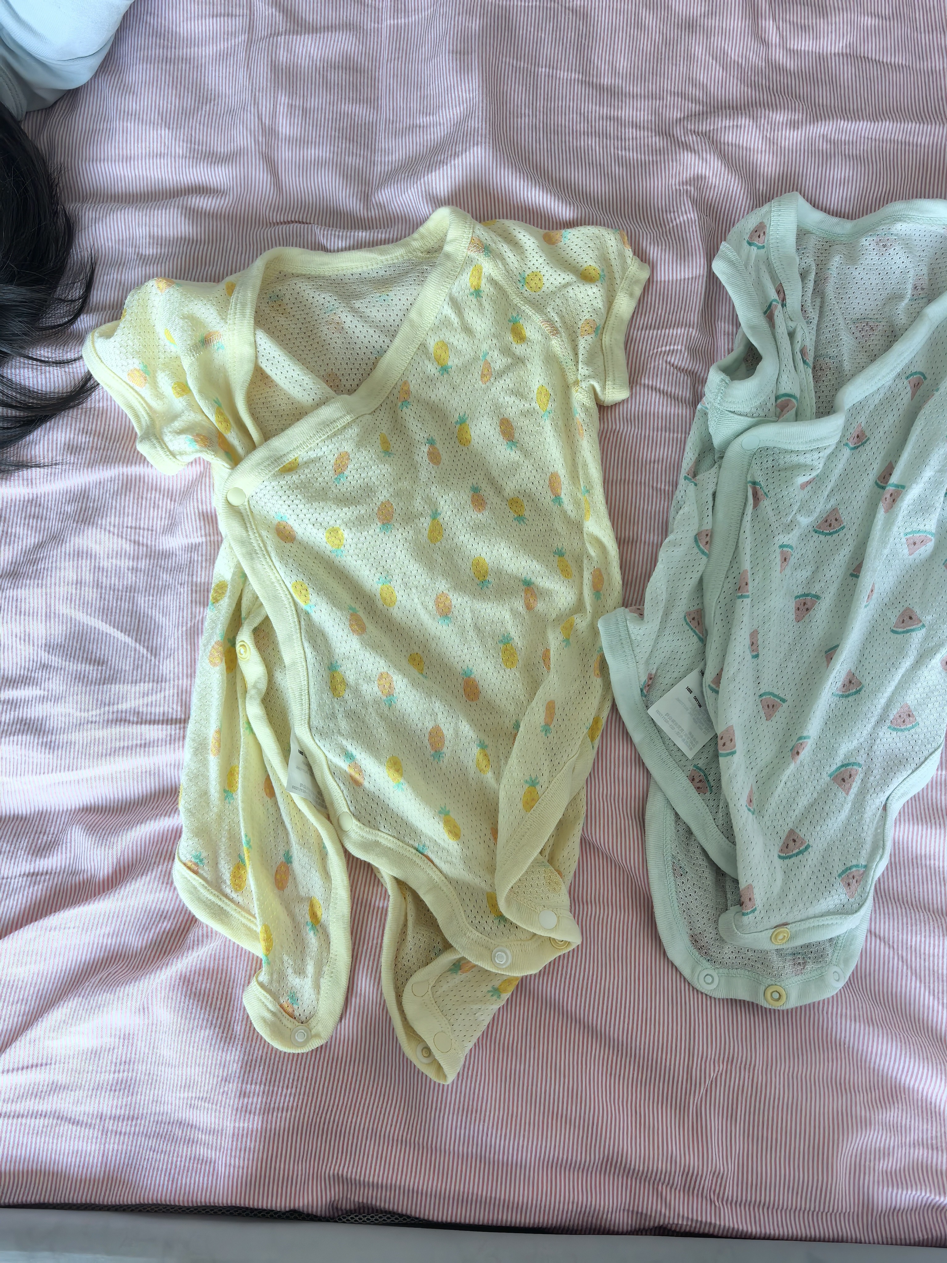 优衣库婴幼儿网眼包臀衣/短袖/1件装宝宝衣服连体衣481772 43 黄色 70cm 实拍图