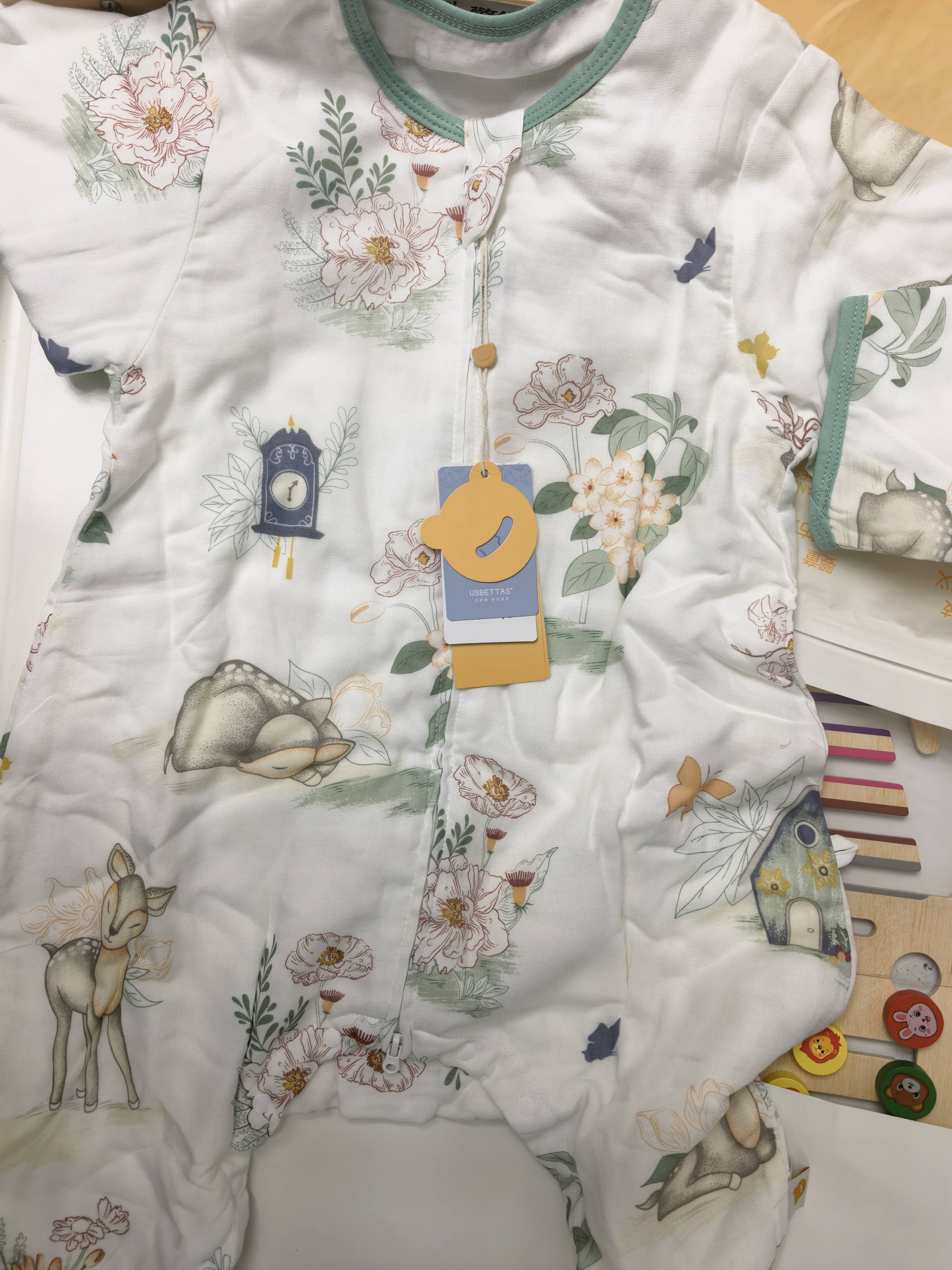 贝肽斯婴儿睡袋春秋竹棉纱布宝宝睡衣分腿儿童防踢被睡袋前6后4乔兔 S 实拍图