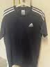 adidas纯棉休闲三条纹针织运动圆领正肩短袖T恤上衣男夏阿迪达斯   黑色/白   XL 实拍图