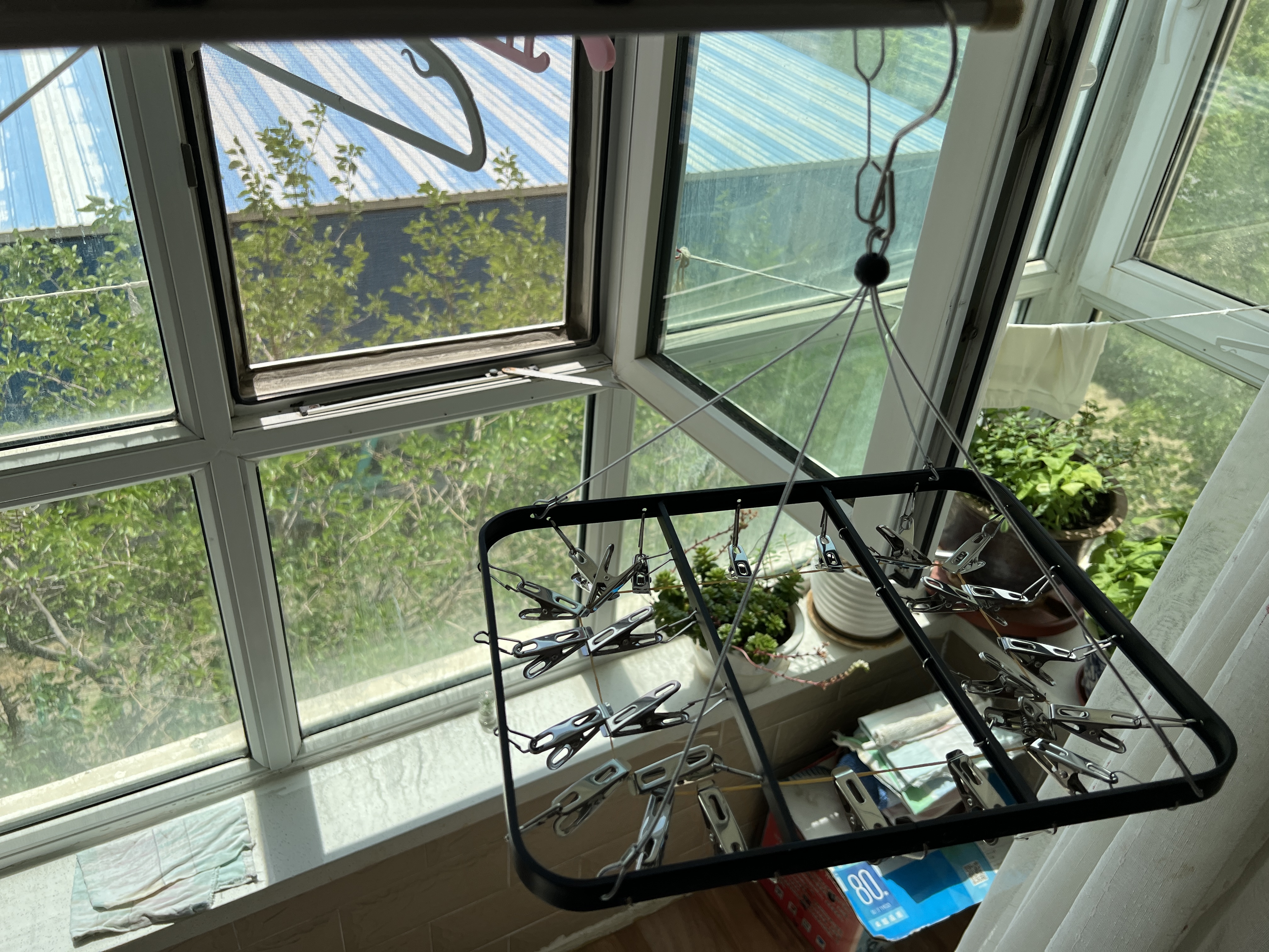 佳帮手晾衣架多夹子晒袜子神器铝合金晾晒架阳台家用多功能晒内衣夹26夹 实拍图