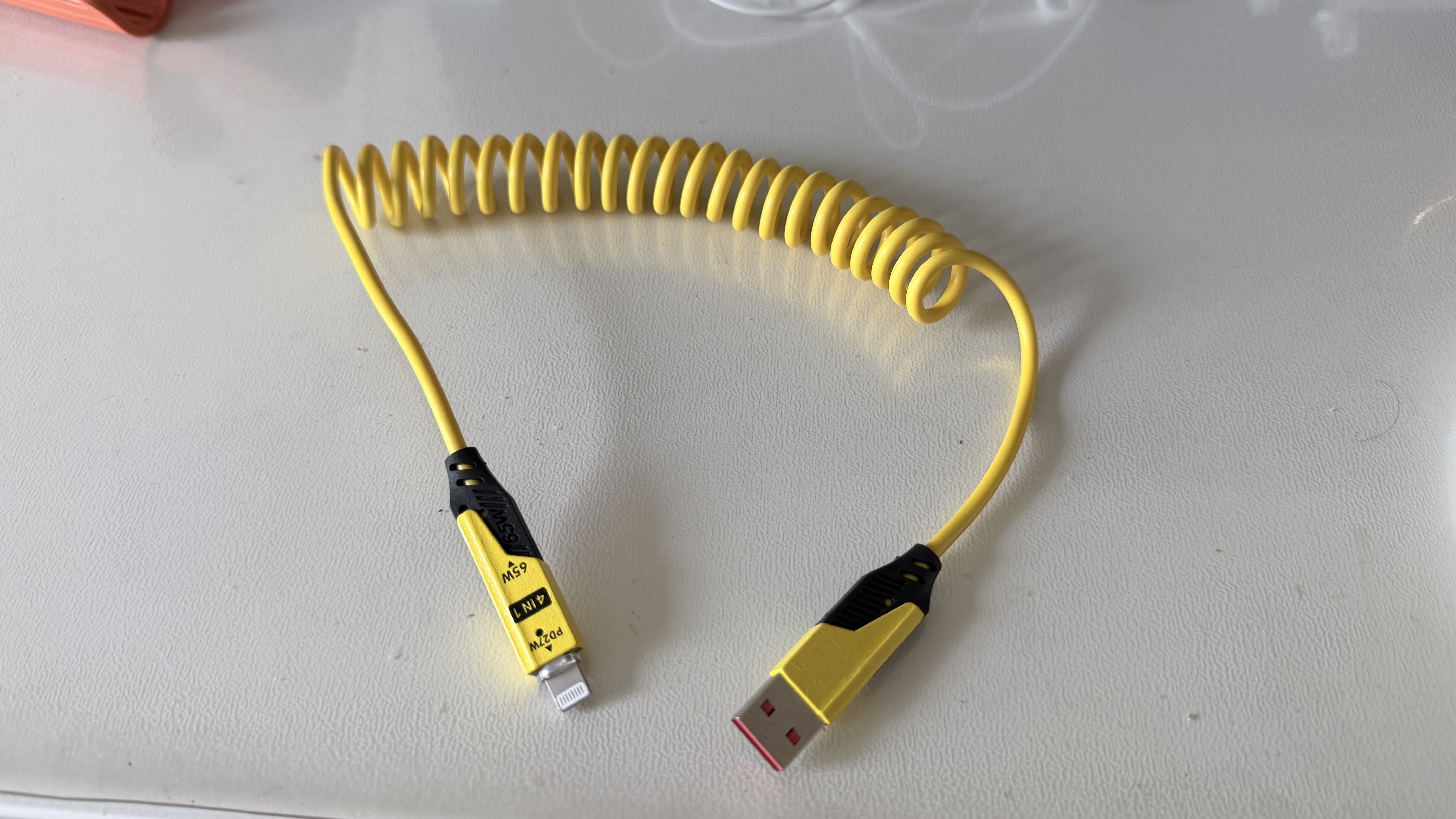 车载伸缩弹簧65W充电线四合一数据线适用华为苹果16iPhone快充线 车载弹簧线（颜色随机）-1条装 实拍图