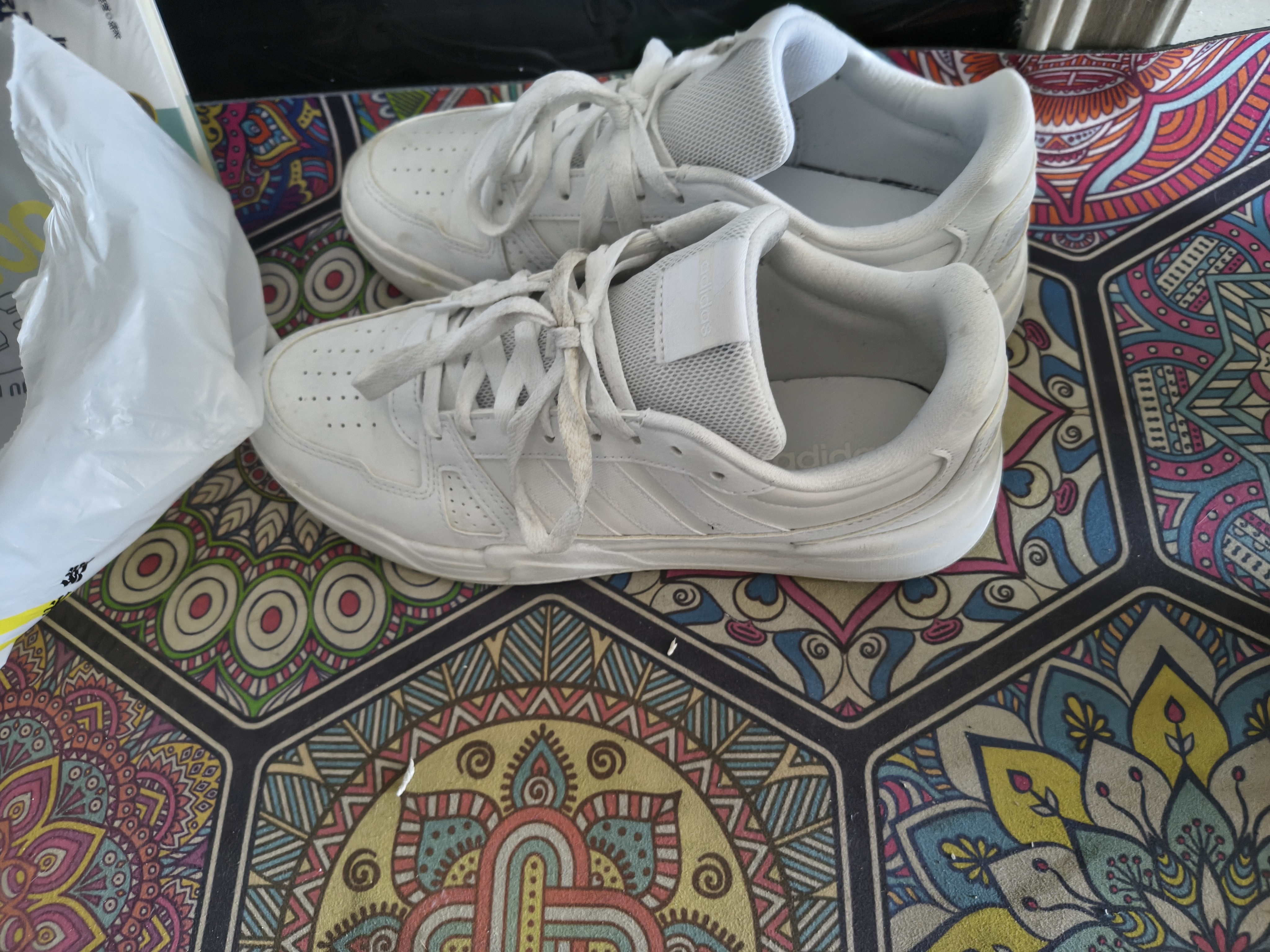 阿迪达斯（adidas）男女鞋板鞋夏季皮面防泼水小白鞋百搭运动休闲鞋 亮白 42 实拍图