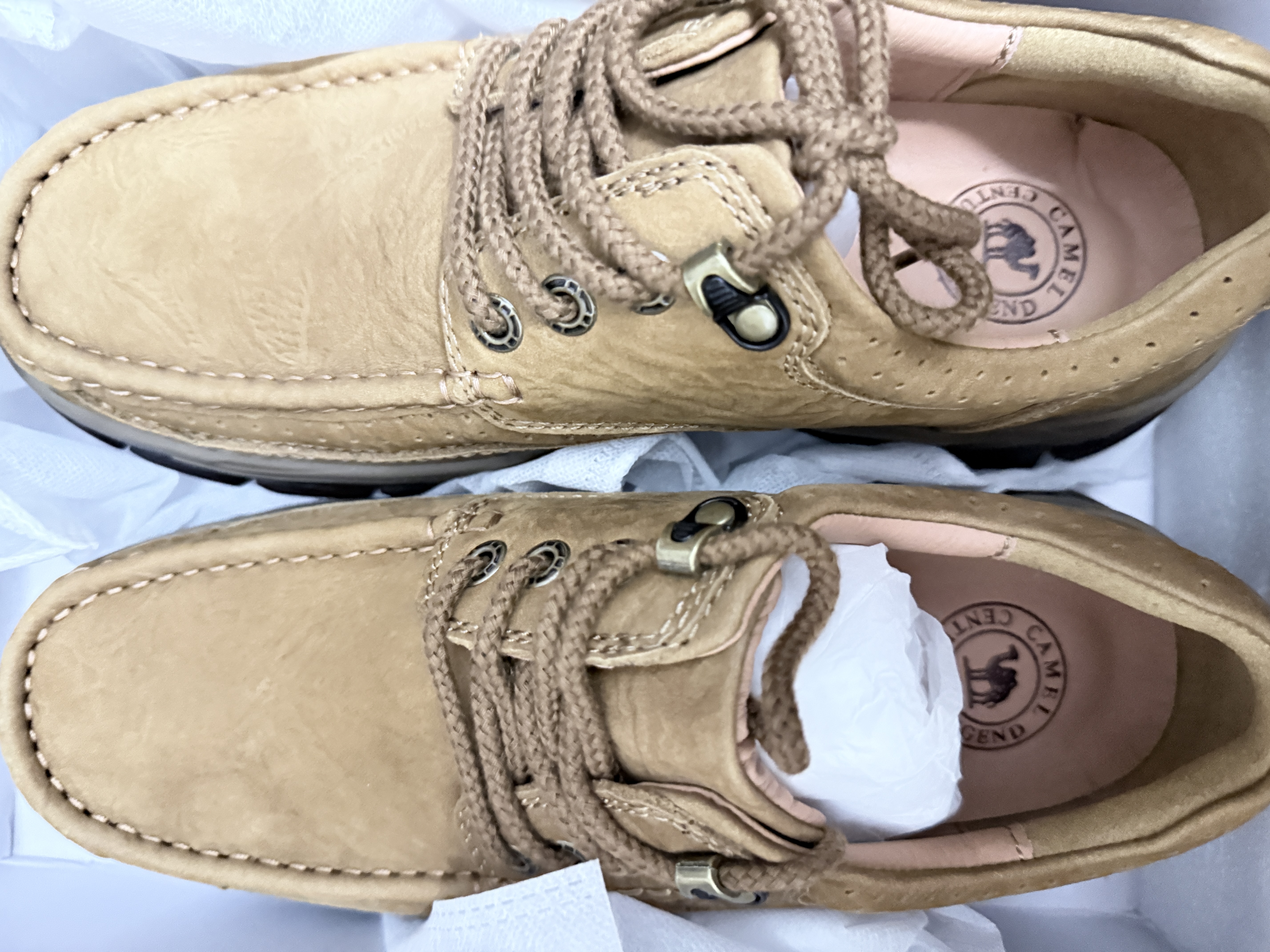 骆驼（CAMEL）磨砂牛皮男士工装大头休闲皮鞋 G13A307163 驼色 42  实拍图